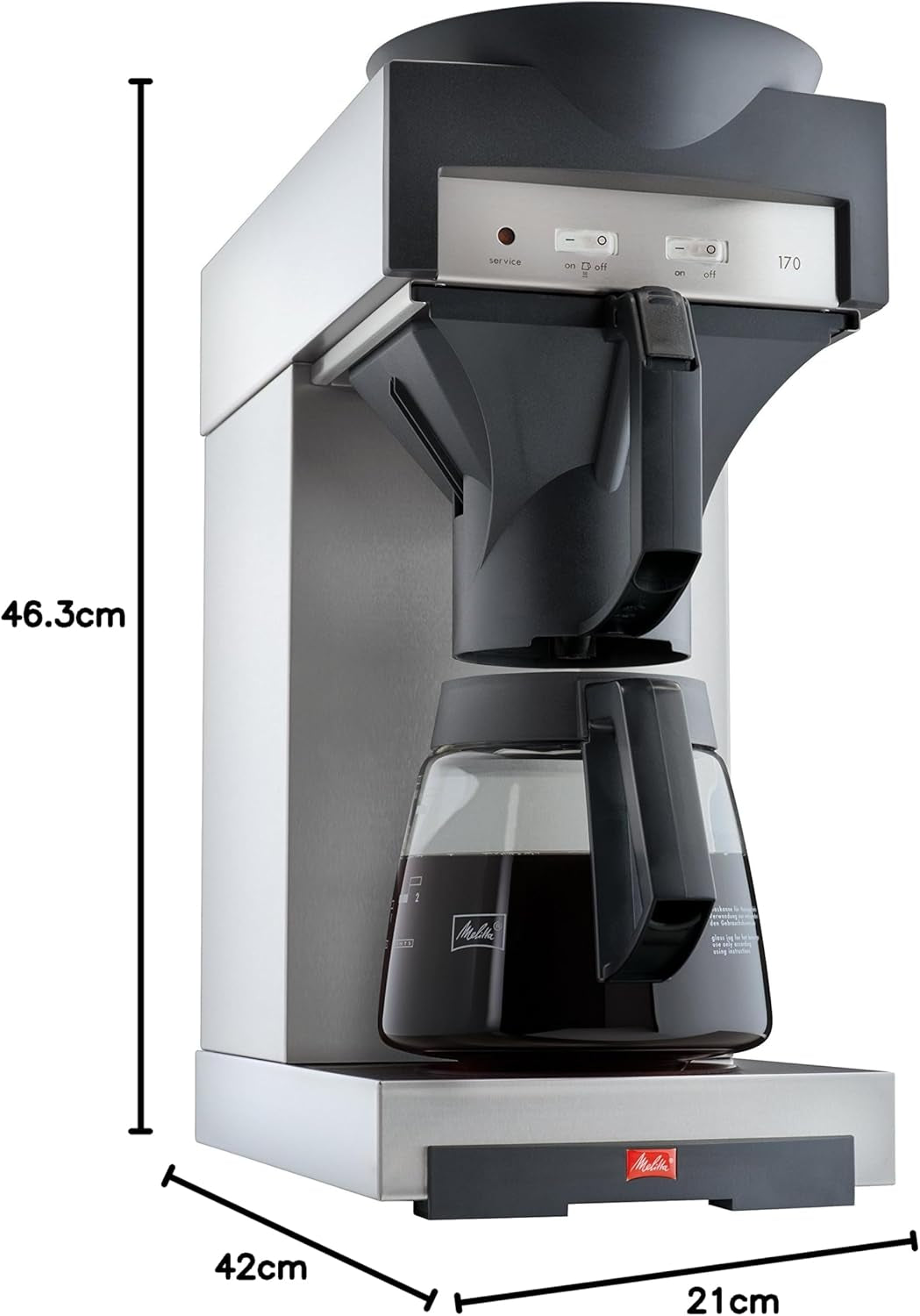 Machine à expresso professionnelle avec filtre 170 M, avec espace de rangement pour carafe en verre