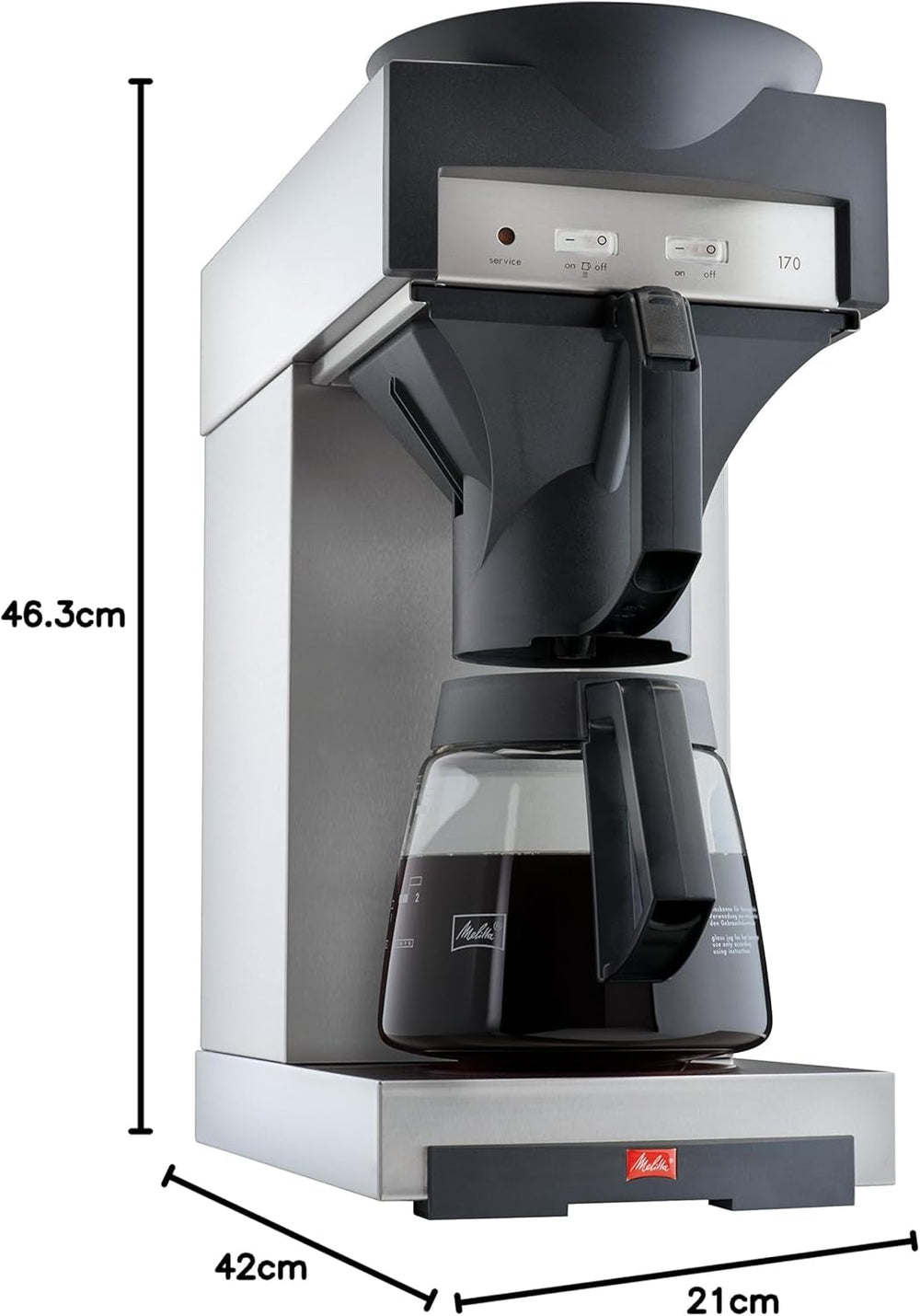 Machine à expresso professionnelle avec filtre 170 M, avec espace de rangement pour carafe en verre