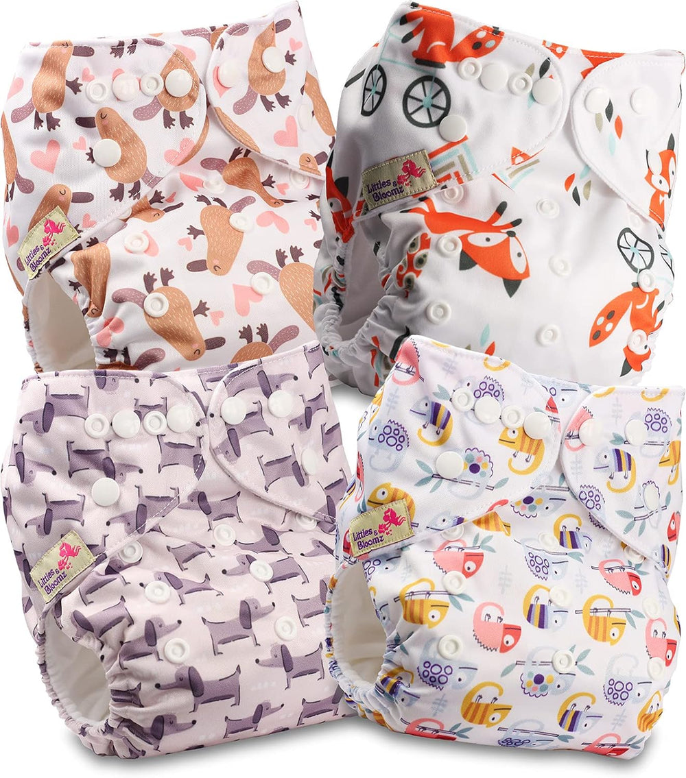 Littles and Bloomz FLP2-0406 Couche réutilisable avec clip standard, 4 couches