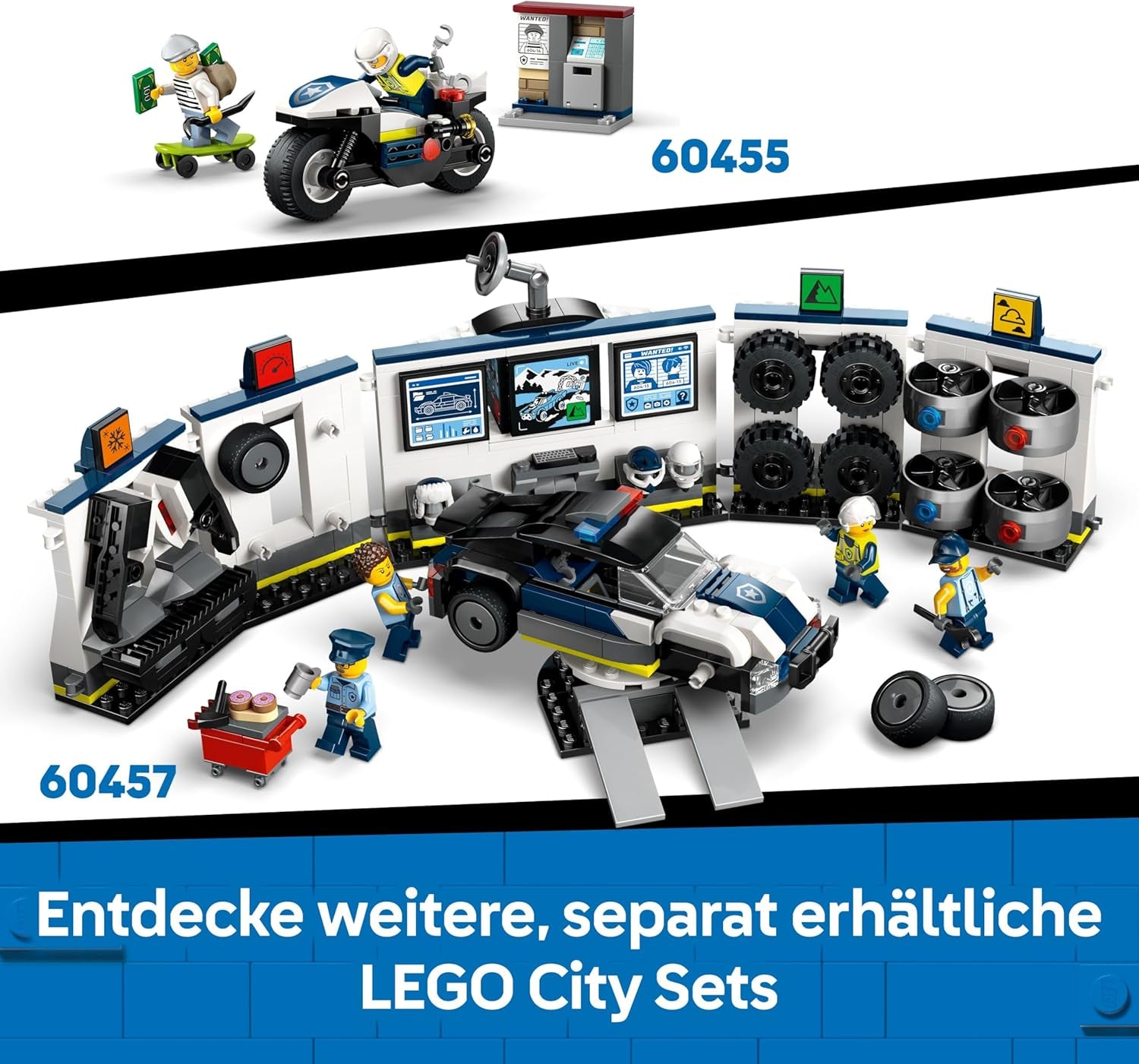 LEGO City Verfolgungsjagd im Polizeiboot – Spielset mit schwimmfähigem Schnellboot, Schlauchboot des Ganoven, 3 Mini-Figuren und Einer Haifigur – Geschenk für Jungen und Mädchen ab 6 Jahren – 60456