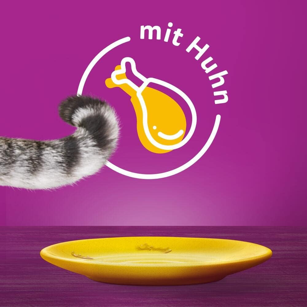 Whiskas 1+ nourriture humide pour chats au poulet en gelée, 28x85g (1 paquet) - Nourriture humide de haute qualité pour chats adultes en sachets de 28 portions