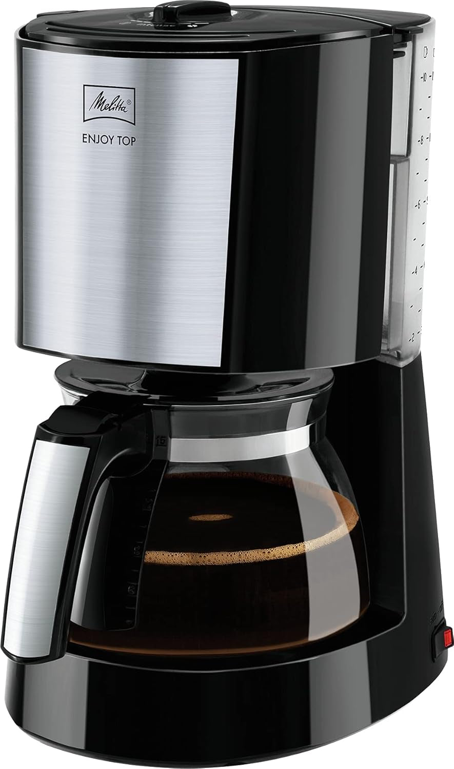Melitta Enjoy Top Therm - Machine à expresso avec filtre et carafe thermique en acier inoxydable, pour jusqu'à 10 tasses de café, noir/acier inoxydable
