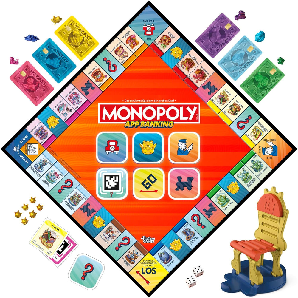 Monopoly Board Game App Banking - Version allemande, version moderne du jeu électronique classique pour les enfants à partir de 8 ans, pour 2 à 6 joueurs