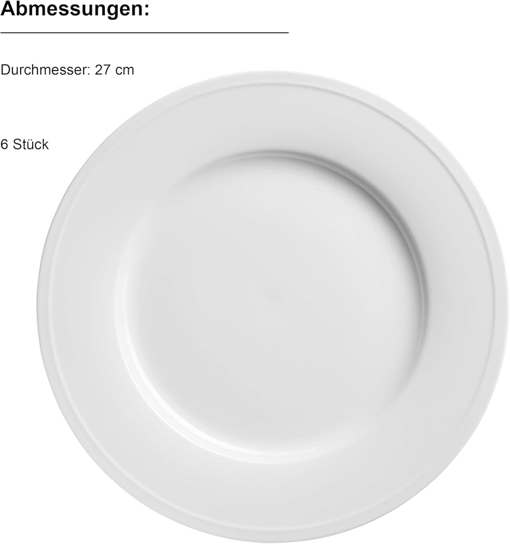 MÄSER Arlona service de table 18 pièces en porcelaine pour 6 personnes, intemporel et élégant, blanc