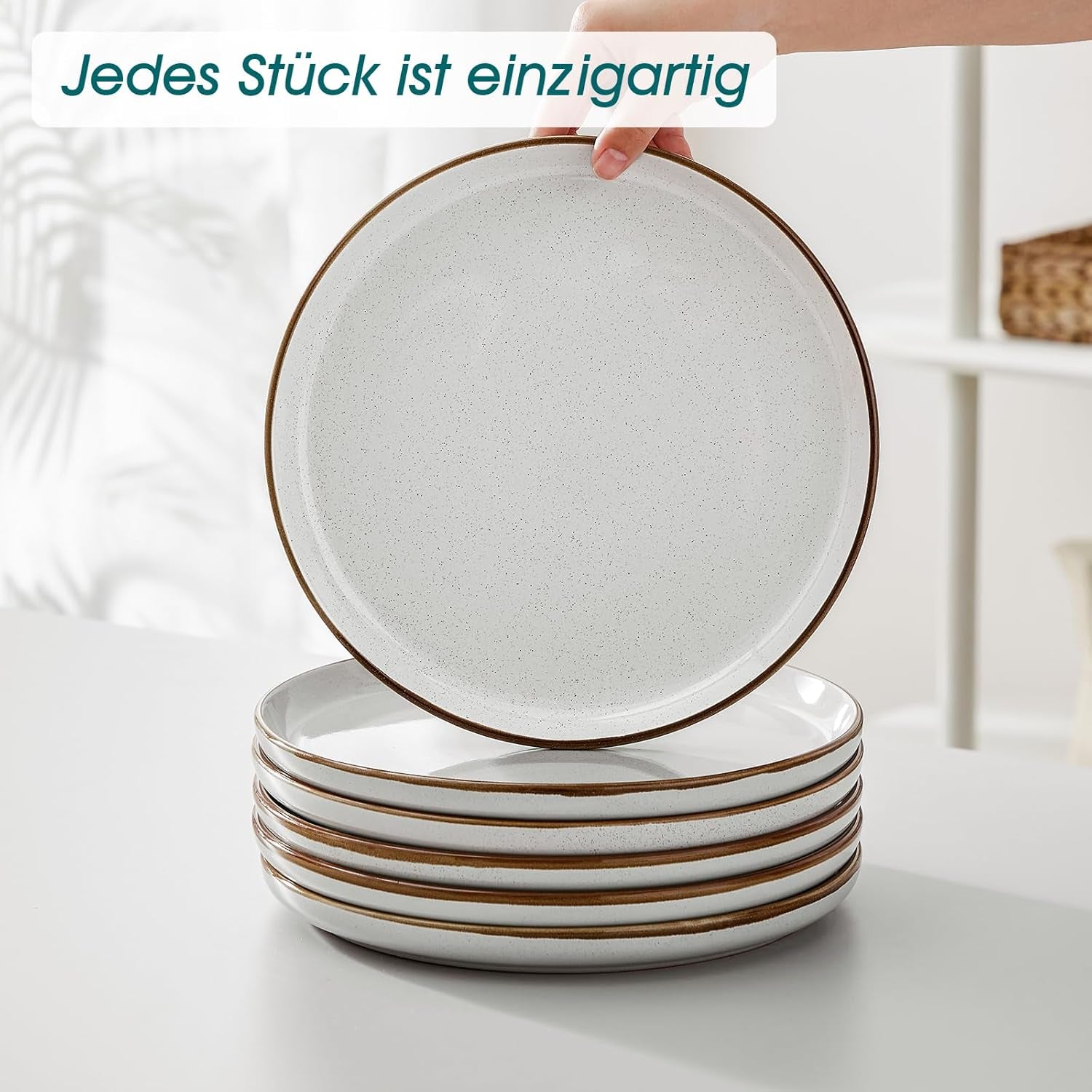 Vancasso LOIRE Service de table en grès pour 6 personnes, service de table 18 pièces pour 6 personnes, gris moderne, comprenant un bol, une assiette à dessert et une assiette plate, passe au micro-ondes et au lave-vaisselle