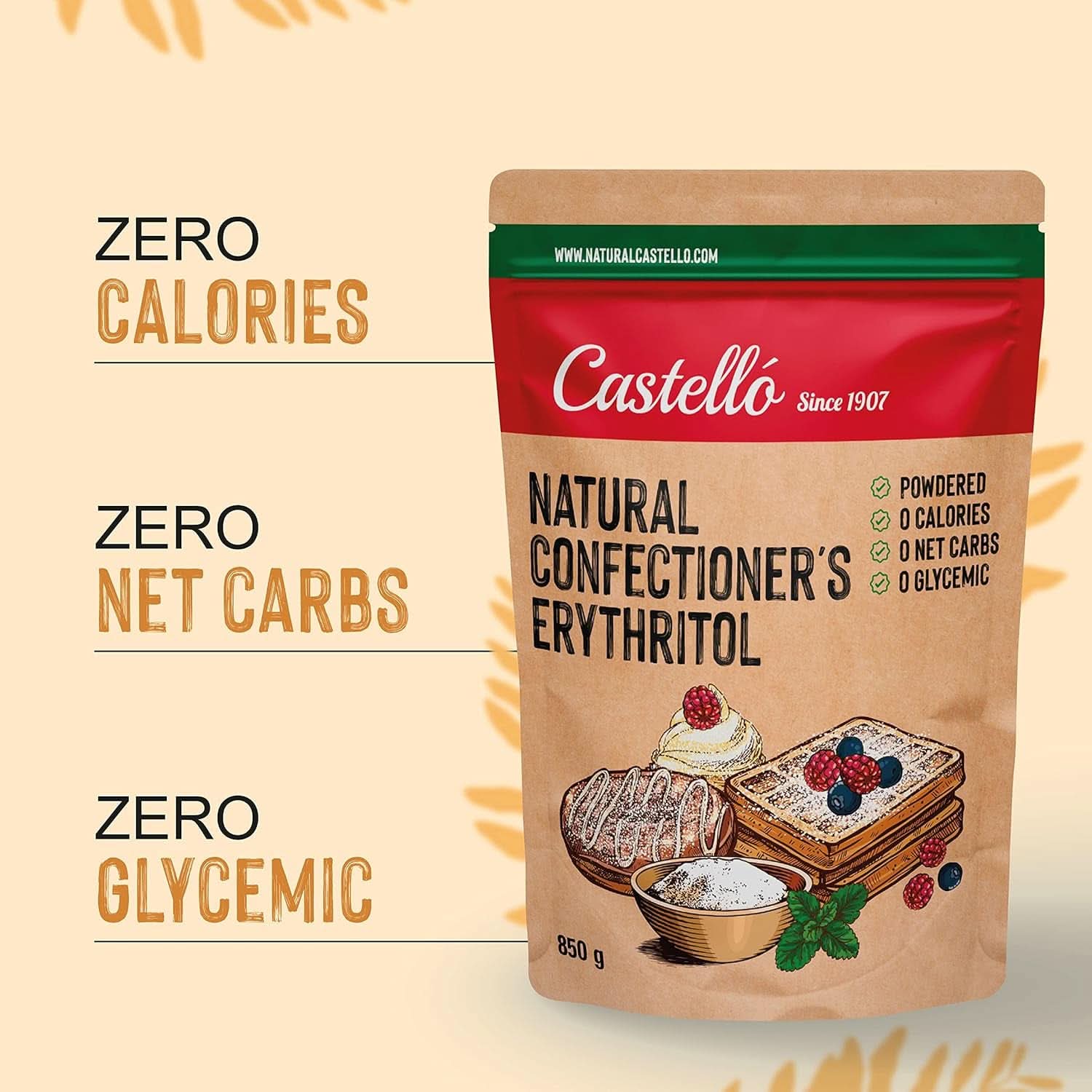 Érythritol naturel - Sucre glace | 10G = 7G de sucre, 850 grammes Édulcorants Naty Shop