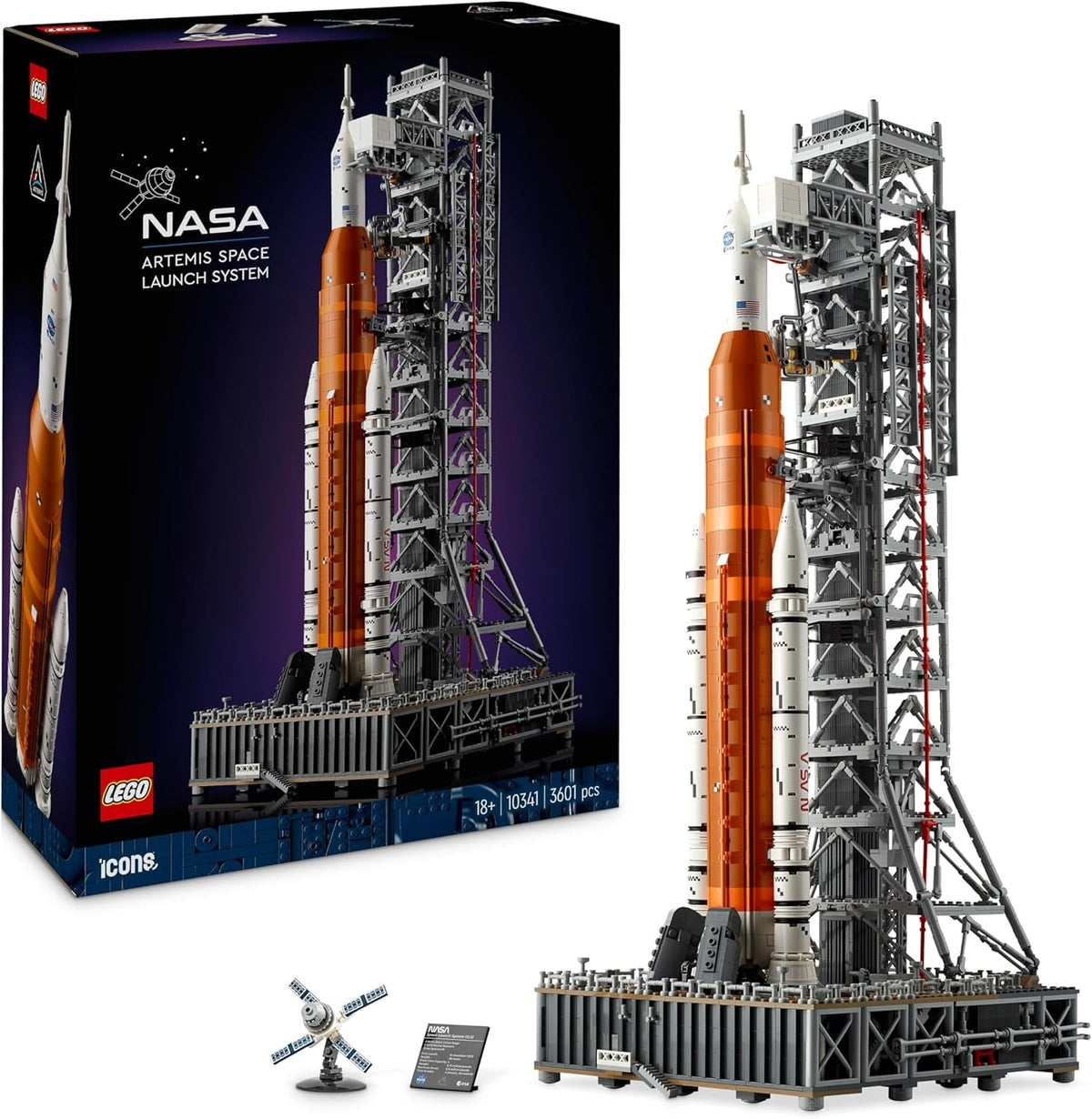 LEGO Icons NASA Artemis Startrampe, Geschenk, Dekoration fürs Wohnzimmer oder Büro, Bauset für Erwachsene, mit Orion-Raumkapsel und Startrampe, Sammlerstück 10341
