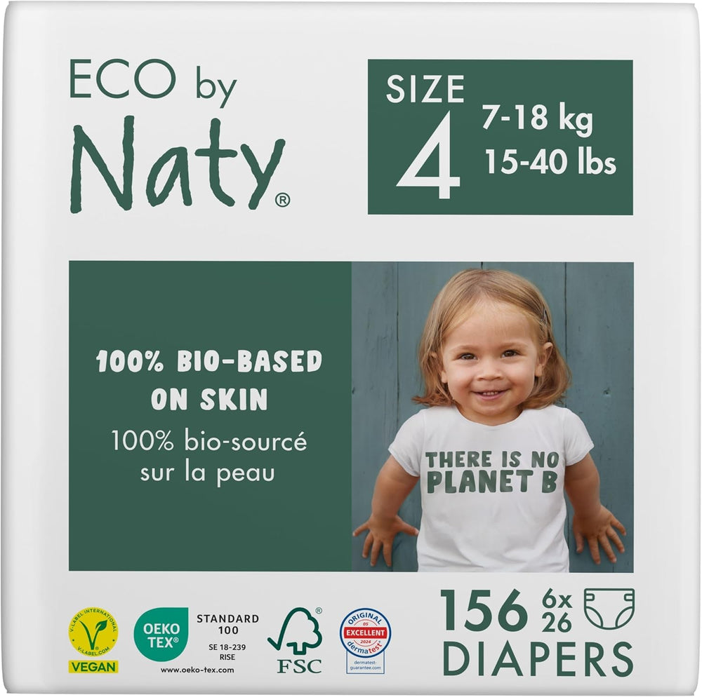 Scutece ecologice Eco by Naty Baby Eco Diapers - scutece organice premium, ecologice, fabricate din materiale pe bază de plante, ideale pentru pielea sensibilă a bebelușilor (mărimea 5 - 80 de bucăți)