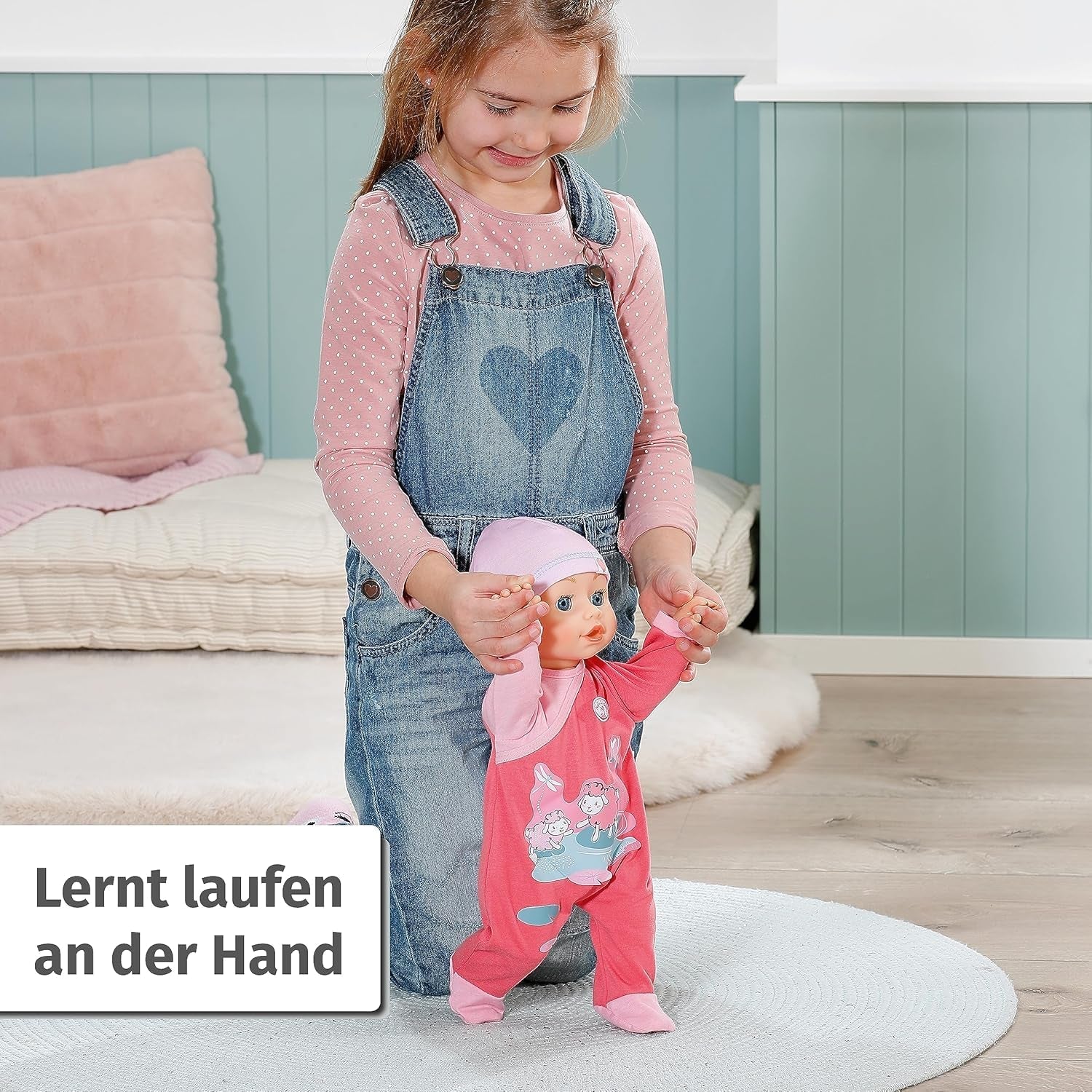 Baby Annabell Emily Run With Me 43cm, poupée rampante et qui marche avec fonction sonore, robe et chapeau roses, 710623 Zapf Creation Dolls Naty Shop