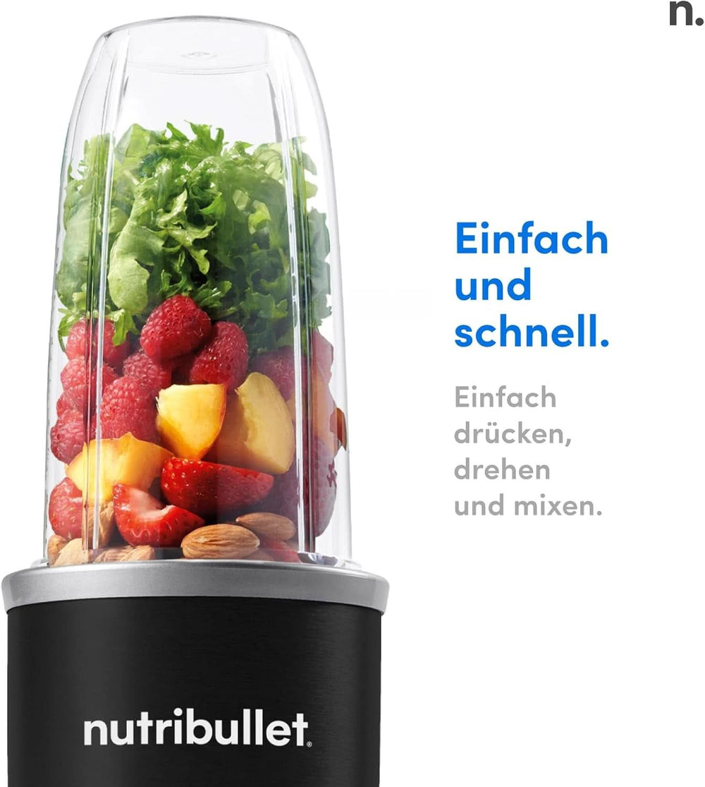 Nutribullet Pro, 900 Watt Leistung, Einfach and Schnell in Der Anwendung, Kompakt, Leicht Zu Reinigen, Mit 700 Ml Becher, Smoothiemixer, Smoothie Maker, Electric Mixer, NB904B, Schwarz Mother and Child Naty Shop