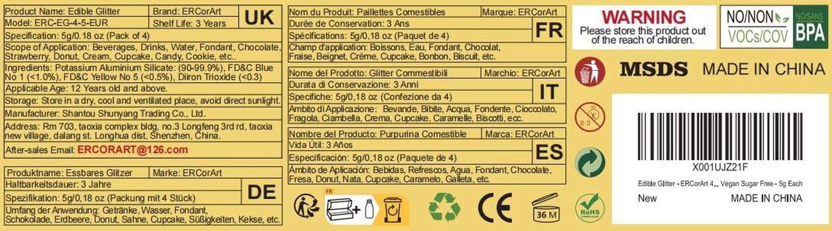 Paillettes comestibles, 5 grammes Glitter Naty Shop