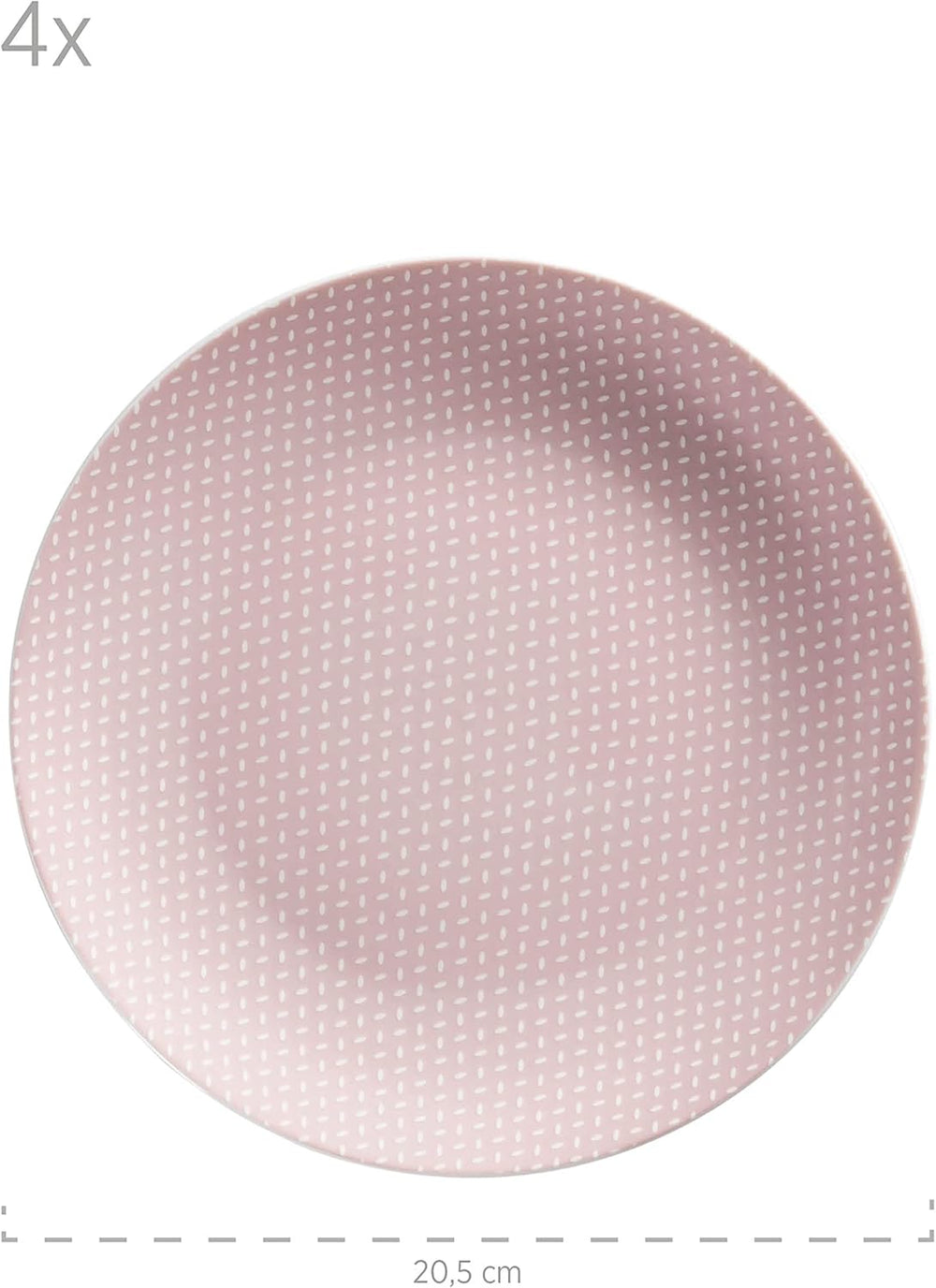 MÄSER Kitchen Time II, Service de table pour 4 personnes, Service combiné de 16 pièces aux couleurs pastel avec motif subtil, Porcelaine, Rose