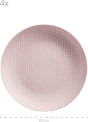 MÄSER Kitchen Time II, Service de table pour 4 personnes, Service combiné de 16 pièces aux couleurs pastel avec motif subtil, Porcelaine, Rose