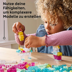 LEGO Classic Zauberbox mit durchsichtigen Steinen - Farbenfrohe Bausteine und Aufhängersteine - Einhorn, Drache, Pinguin und weitere Figuren - Bastelset für Mädchen & Jungen ab 5 Jahren 11040