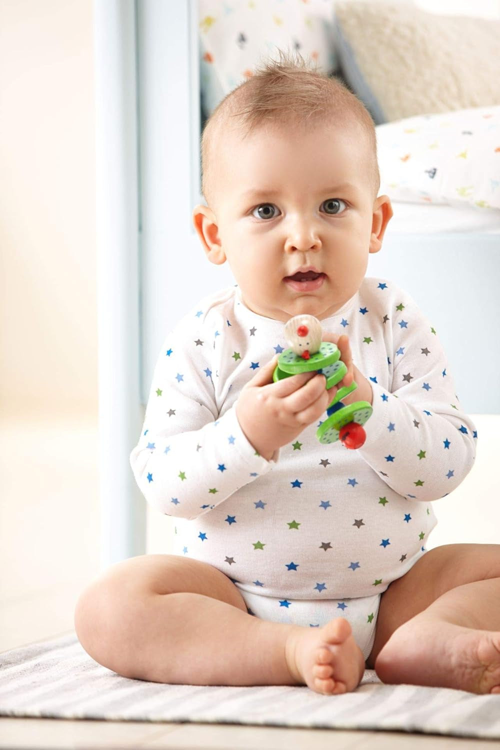 HABA 1068 - Jouet à saisir Flapsi, jouet joyeux pour bébés et jeunes enfants, en bois à partir de 6 mois, jouet de motricité avec hochet Baby Toys Naty Shop