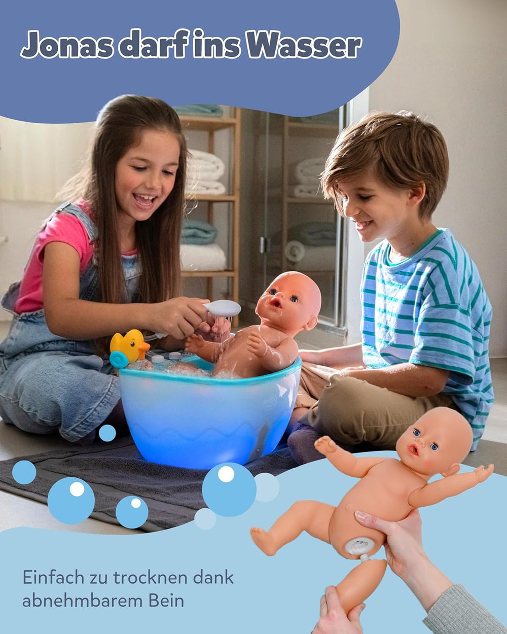 BABY Born Jonas - poupée 43 cm - 10 fonctions dont accessoires et matelas - Fonctionne entièrement sans piles - Convient aux enfants à partir de 3 ans