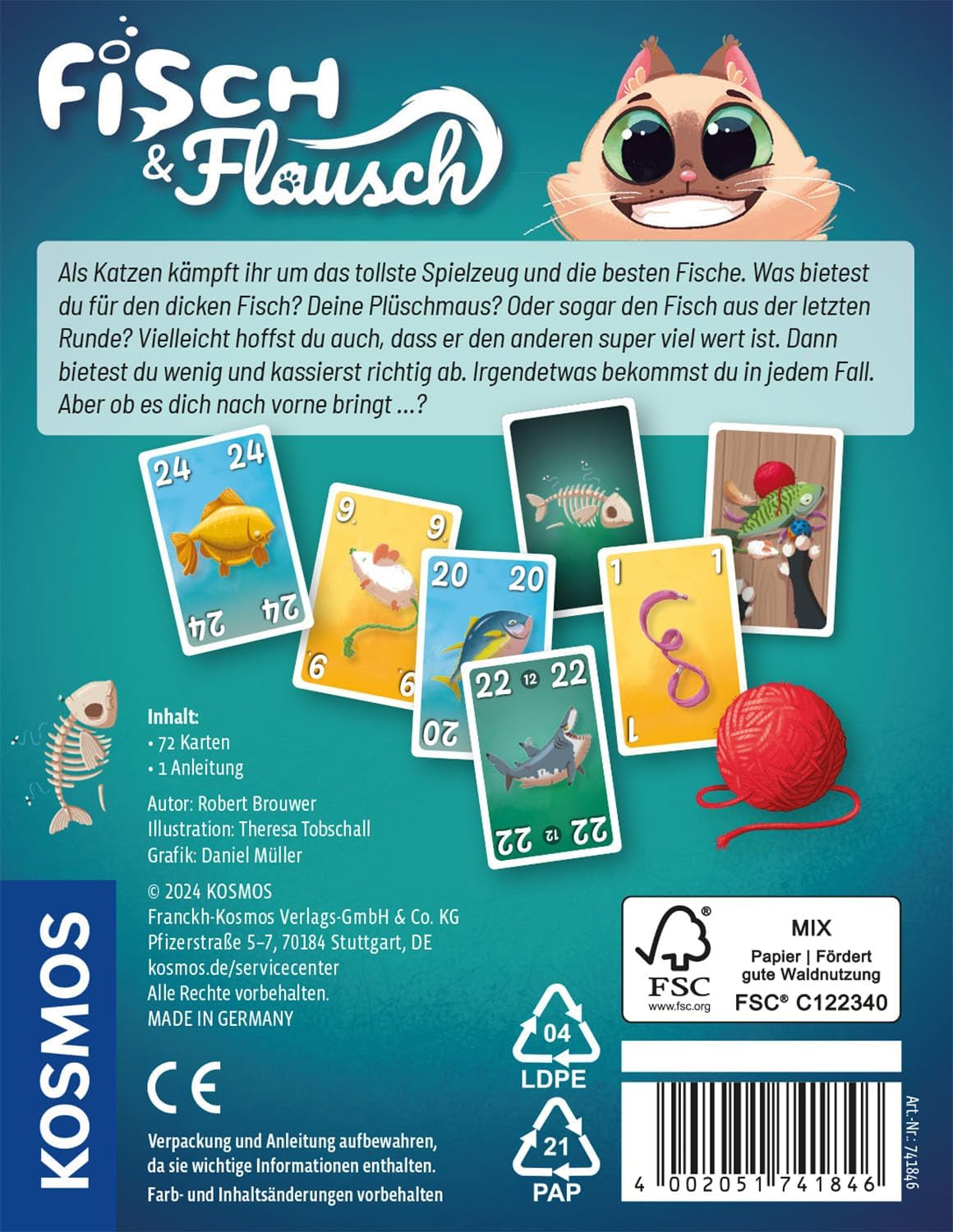 Kosmos 741846 Jeu de cartes Fish & Fluff, un jeu d'enchères amusant pour toute la famille, jeu de société pour 2 à 6 joueurs âgés de 8 ans et plus, jeu de société
