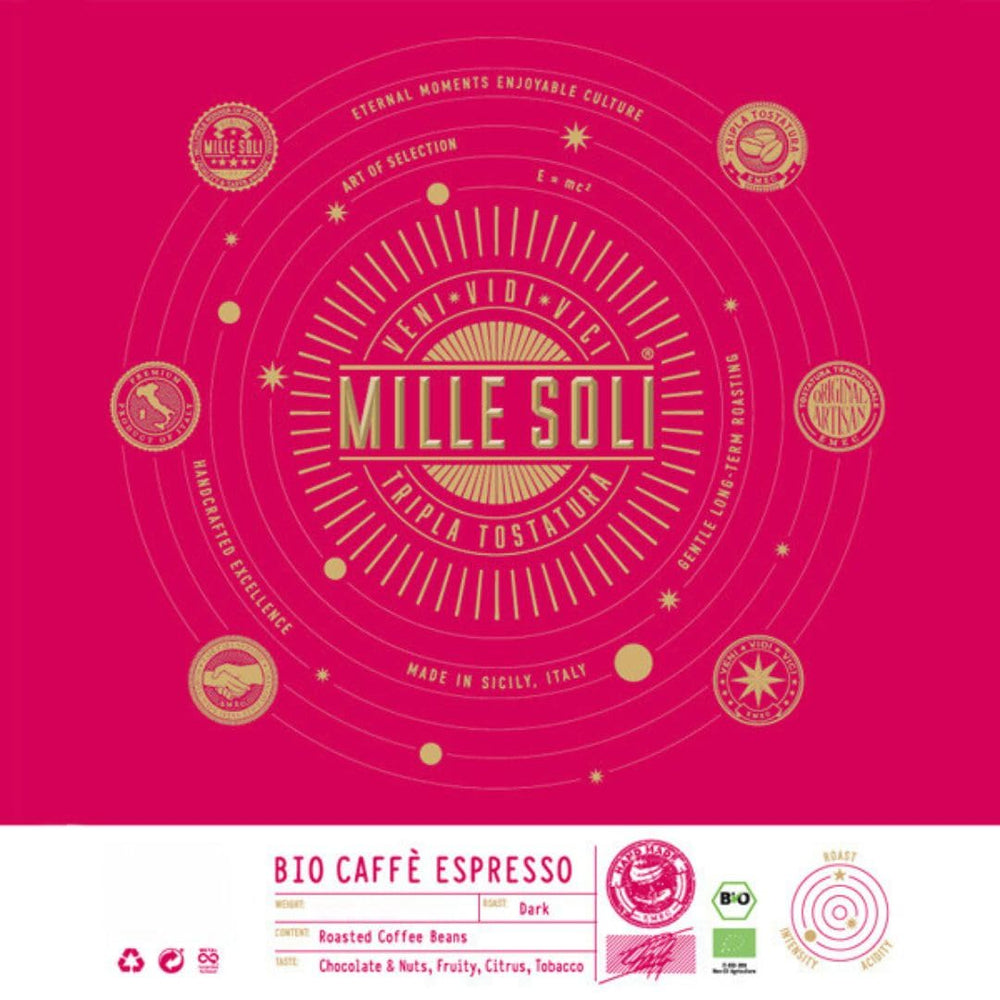 Café en grains d'espresso biologique 250 g - 100 % biologique - Torréfié en Sicile - Méthode de torréfaction artisanale vieille de plusieurs siècles - Grains d'espresso de qualité supérieure pour machines entièrement automatiques et porte-filtre