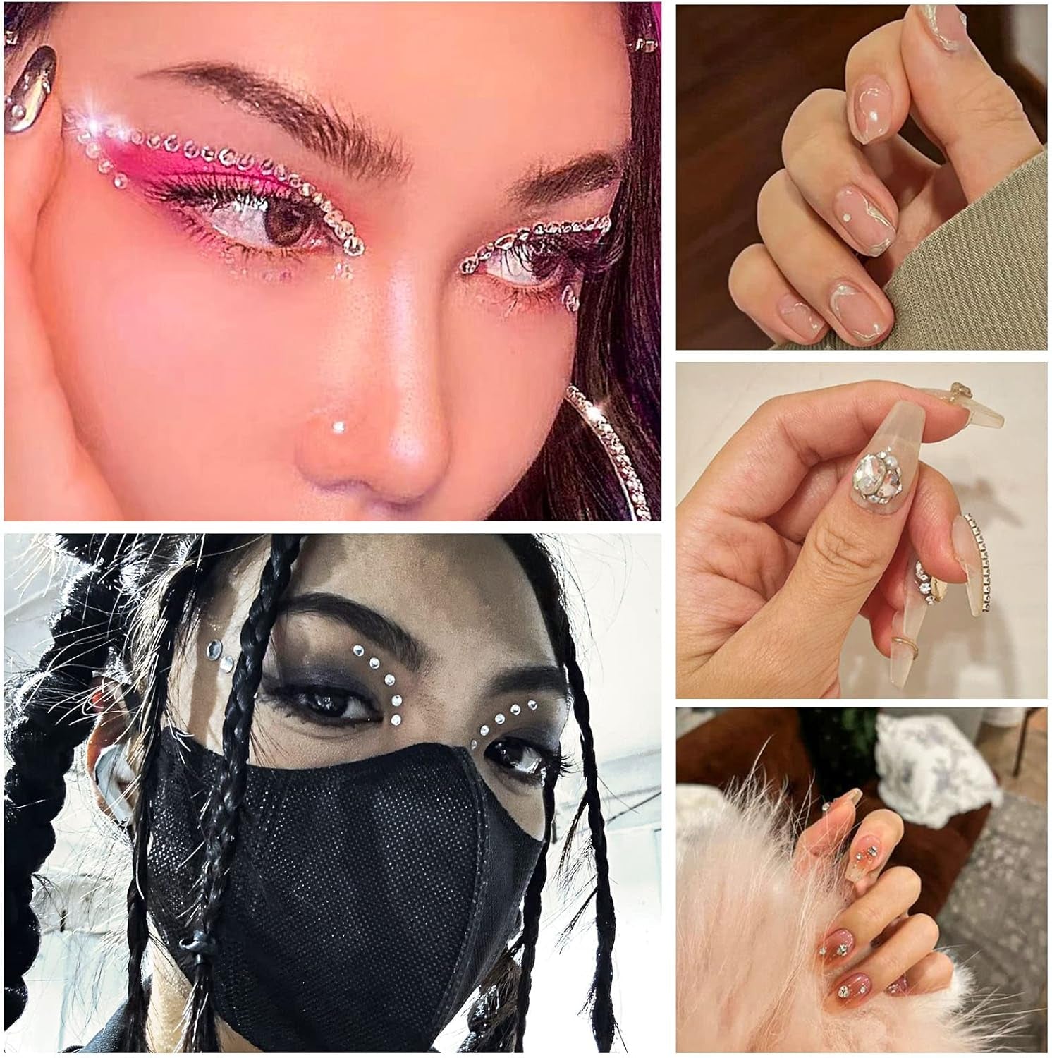 Beadland 2500Pcs Verre Nailart Strasssteine ​​​​Kristall Flatback Edelsteine ​​​​Runde, ​​​​pour Handwerk Gemischt 8 Größen SS4 ~ SS30 Mit Picking Pinzette Und Stift (Kristall Weiss)