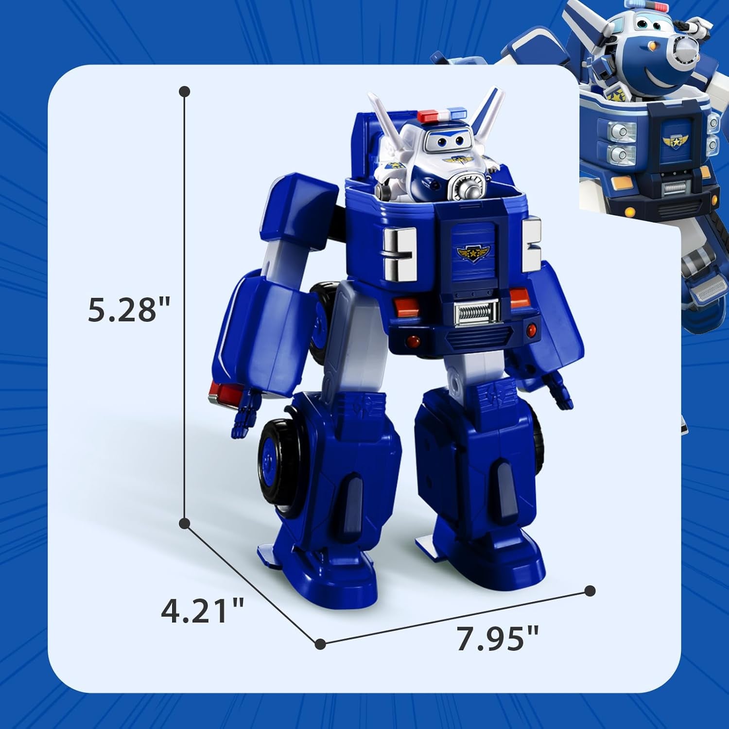SUPER WINGS - VÉHICULE ROBOT CONVERTIBLE "PAUL'S CRUISER" 18 Cm + 1 FIGURE 5 Cm - Jouet voiture et avion Transform-A-Bots de la série animée - Jouets pour enfants à partir de 3 ans Figurines Naty Shop