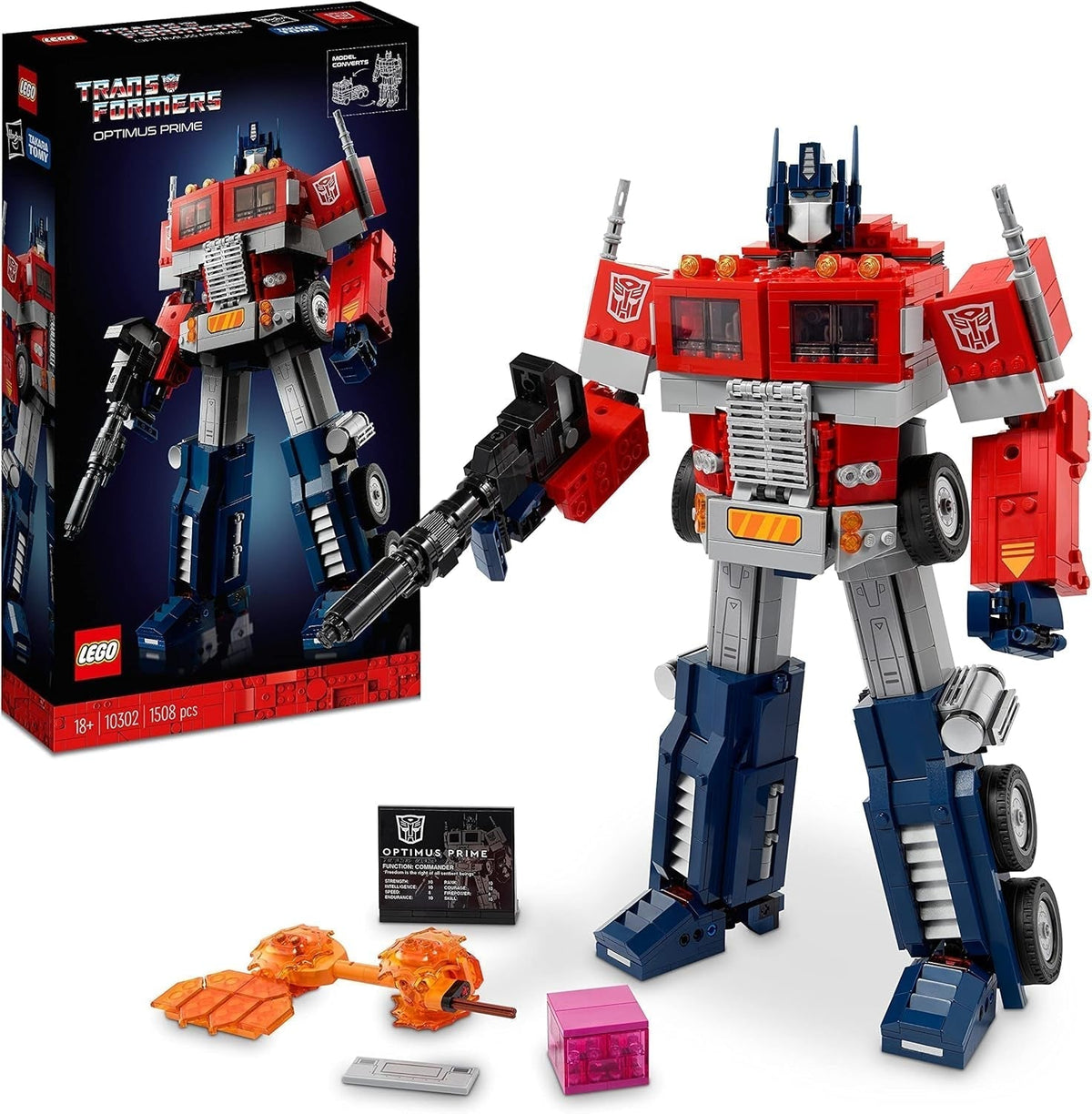 LEGO 10302 Icons Optimus Prime Set, figurine de robot 2 en 1 et modèle de camion, kit de modèle de jouet Transformers pour adultes, cadeau d'anniversaire ou de Noël pour hommes, femmes, elle et lui Ensembles de construction Besuche den LEGO-Store Lit simple