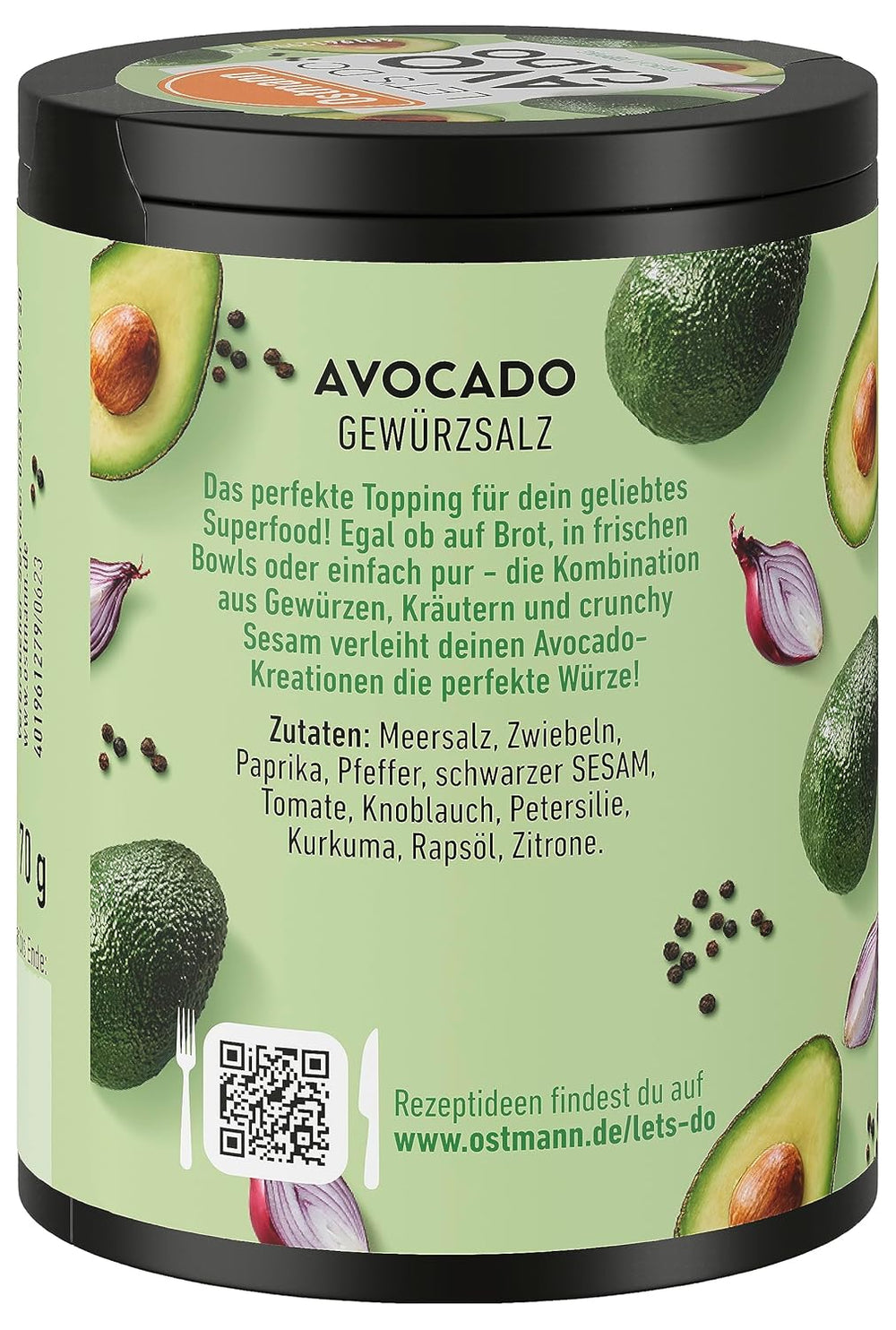 Ostmann Gewürze - Faisons de l'avocat | Gewürzsalz pour avocat, guacamole ou bols | Garniture croustillante avec gewürzen, kräutern et schwarzem sésame | 70 g dans une barre de recyclage Metalldose