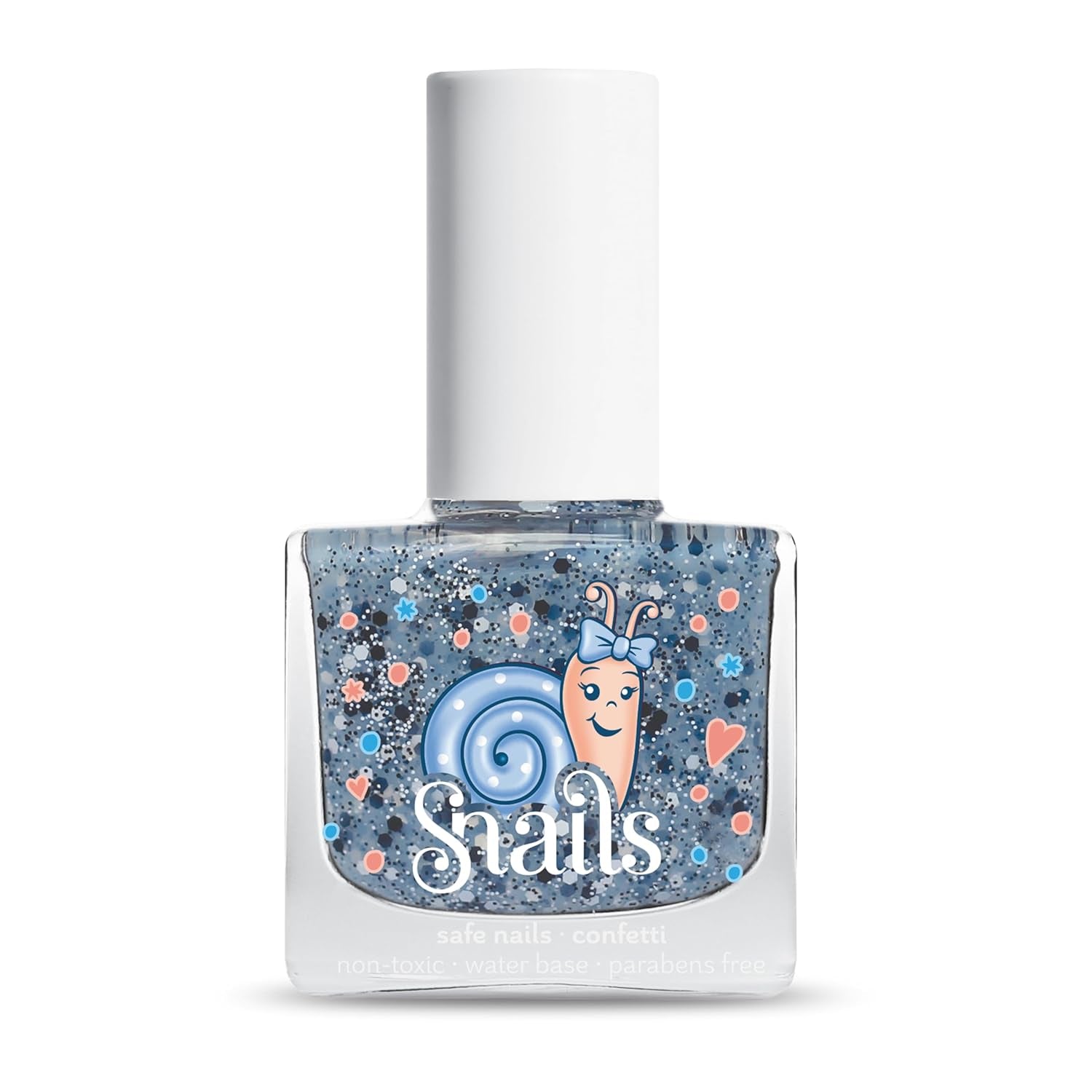 Snails 516202 Top Coat Confetti Blue Vernis à ongles pour bébé, à base d'eau, lavable, sûr, végétalien