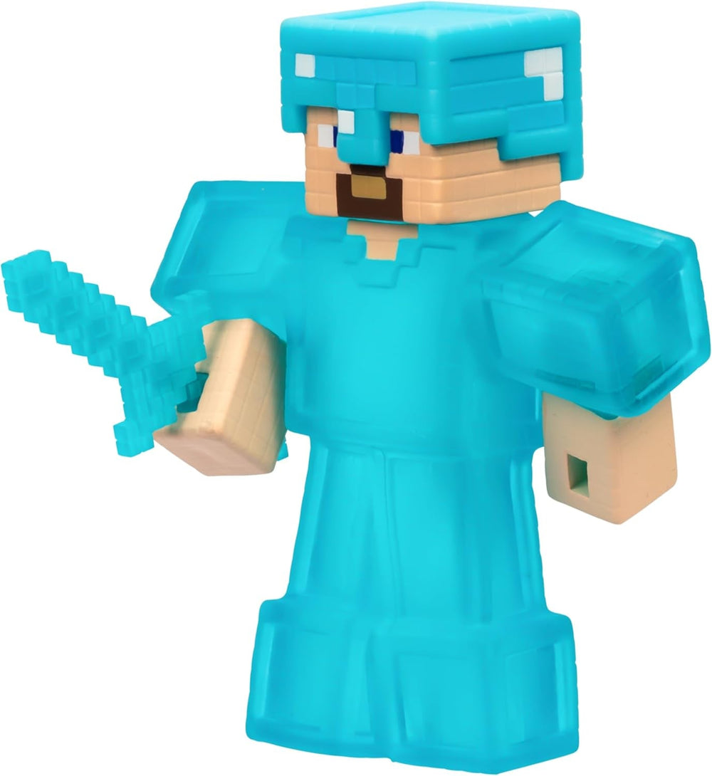 Heroes of Goo Jit Zu - Figurine Minecraft extensible - Steve avec armure et épée en diamant, remplissage Goo super extensible avec élément de diamant caché à l'intérieur, s'étend jusqu'à 3 figurines d'action de taille Naty Shop