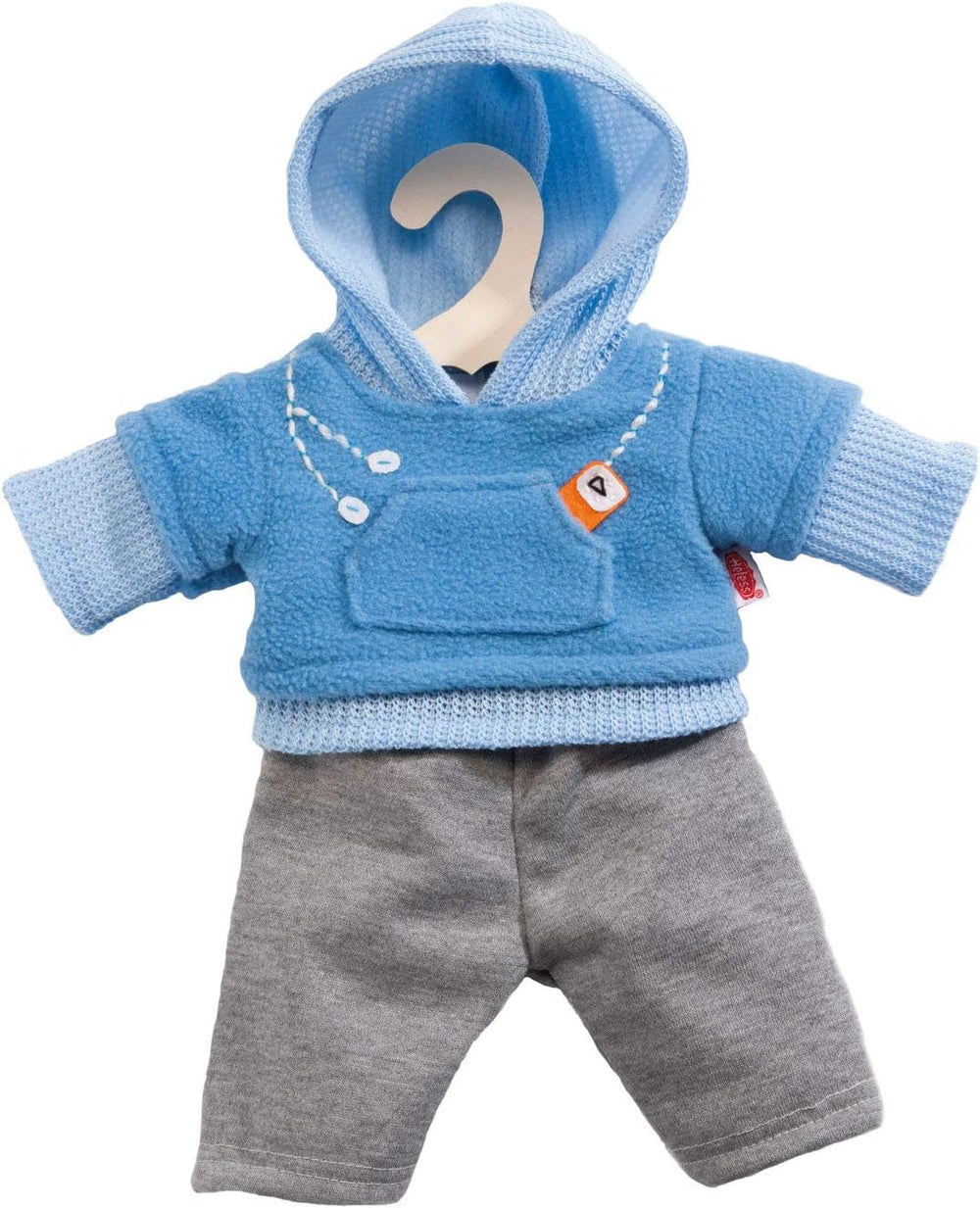 Heless 2240 - Jogginganzug für Puppen, 2-teilig, in den Farbvarianten Blau oder Rosa, 1 von 2 Designs (zufällige Auswahl), Größe 35 - 45 cm