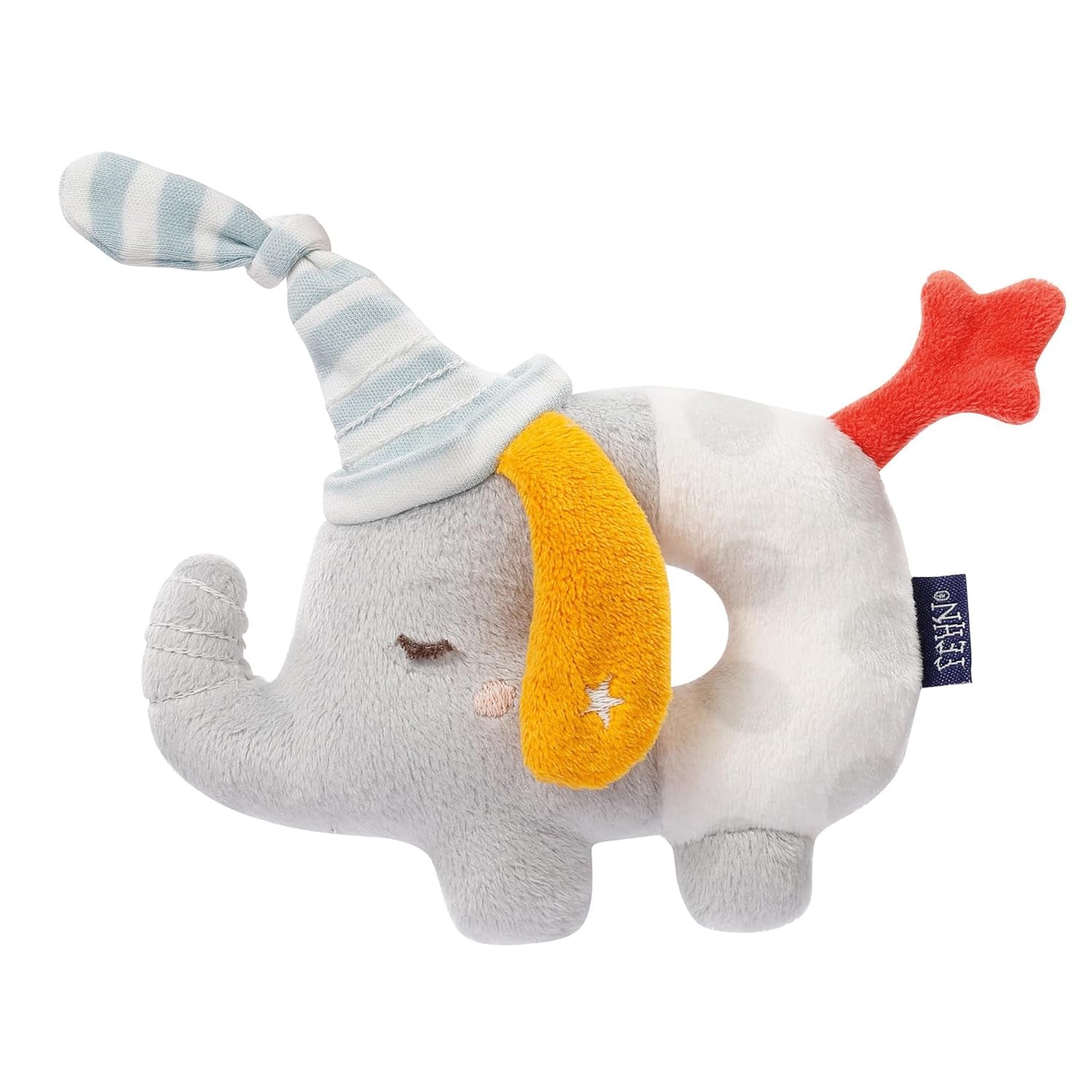 Fehn bébé anneau de préhension jouet mouton fehnNATUR - peluche avec coton biologique - jouet pour bébé avec clochette et jouet d'apprentissage ludique - jouet de préhension pour bébés et jeunes enfants à partir de 0 mois Baby Toys Naty Shop Elefant