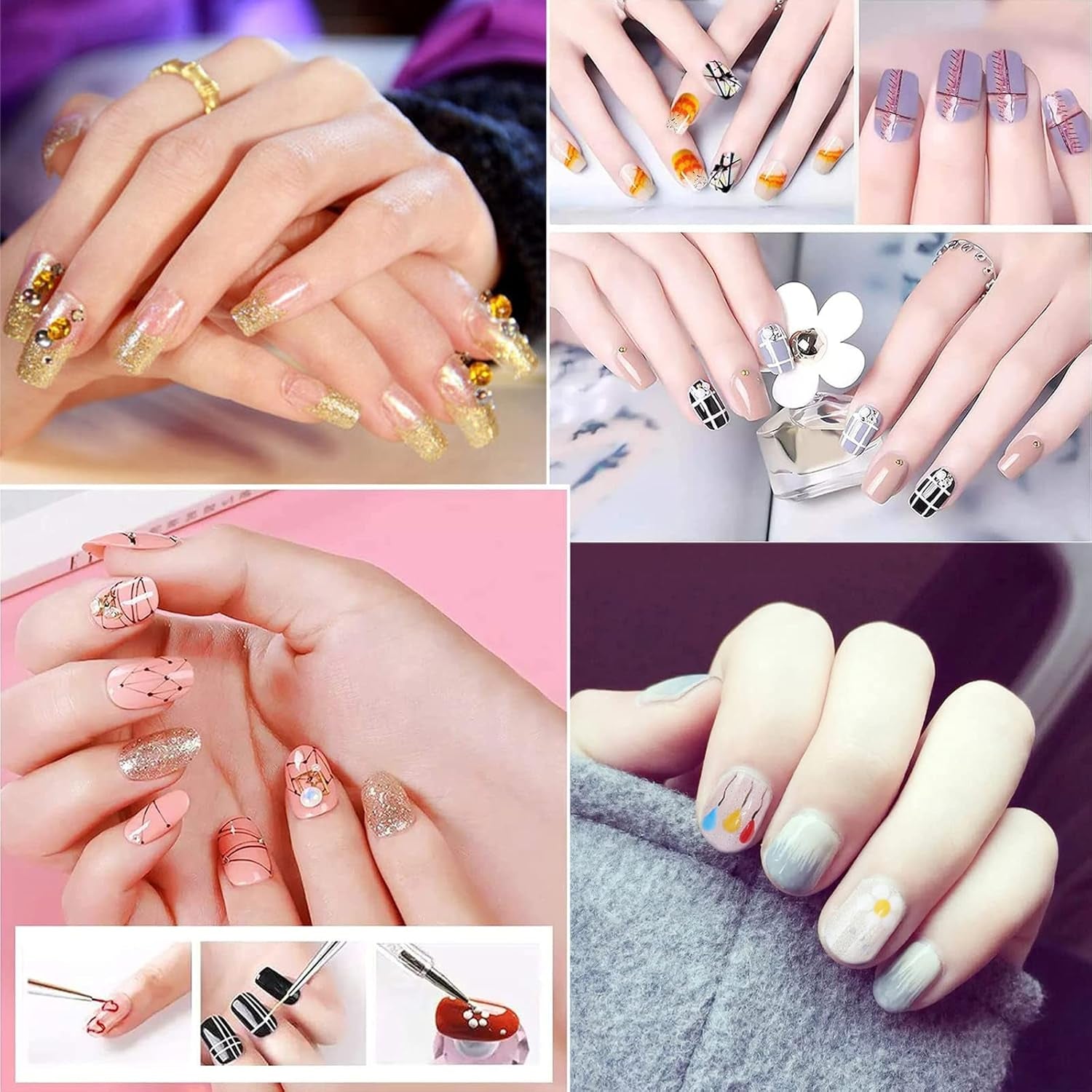 Nagel Art Fineliner Pinsel[5 Stück],Nagel Art Liner Pinsel,Professionel Detail Pinselset,Nagellack Pinsel,Pour Nail Art Design Painting Salon,Nageldesign Nagel Fußpflege