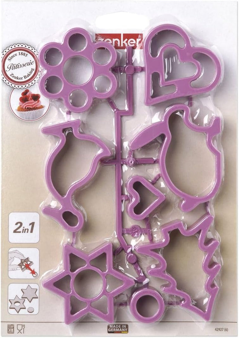 Zenker Emporte-pièce 2 en 1 pour bonbons, moule à pâtisserie, emporte-pièce de Pâques et de Noël (couleur : rose givré), quantité : 8 pièces