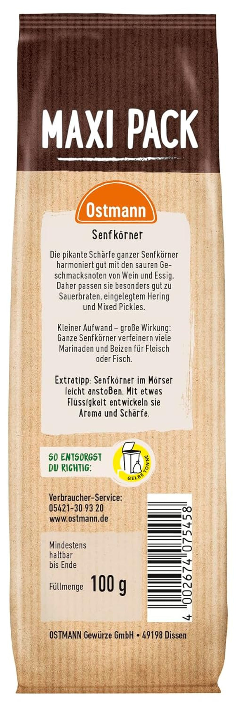 Ostmann Gewürze - Senfkörner ganz | Idéal pour emballer des fruits et légumes 100 g dans Vorteilsbeutel