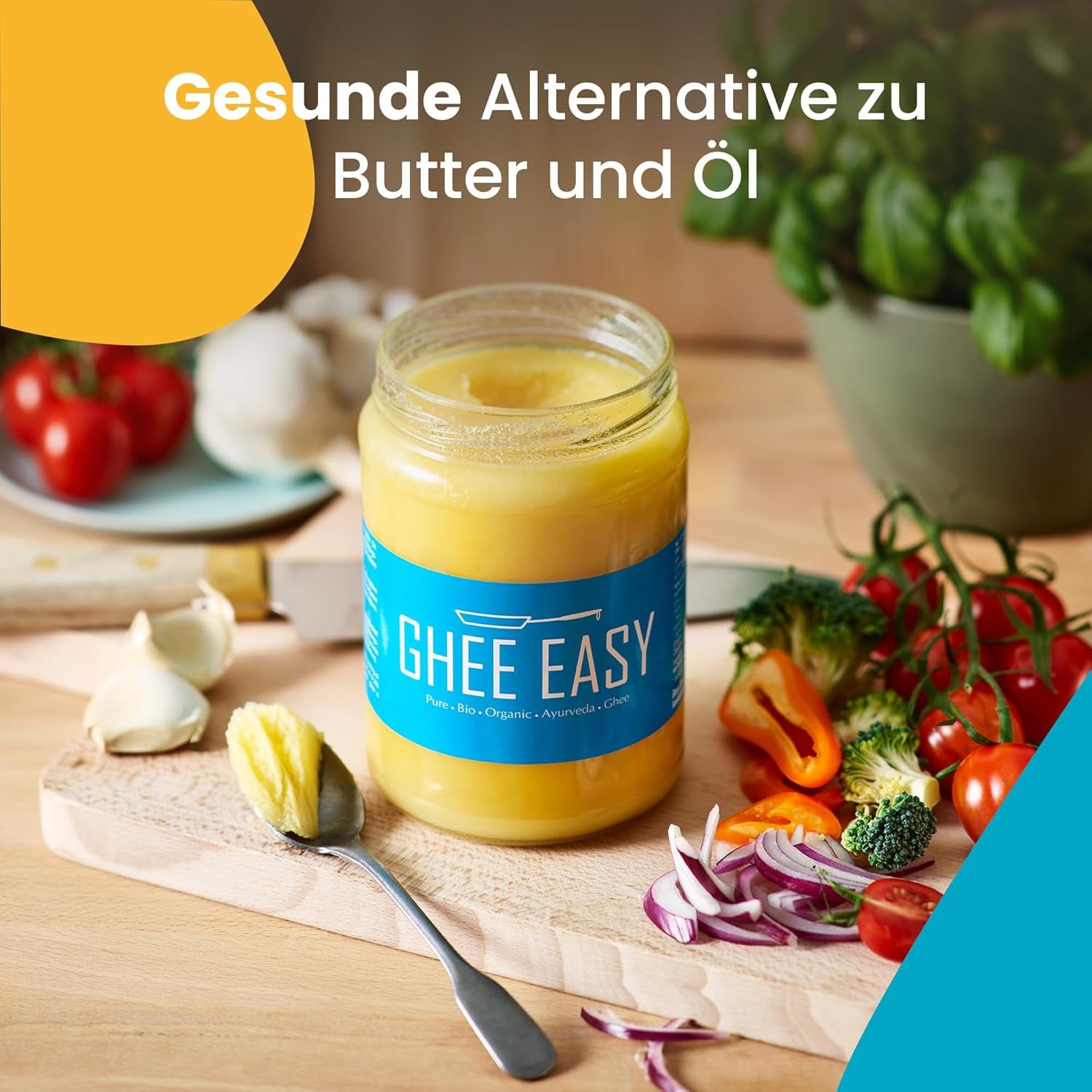 Ghee Easy 850g Ghee Bio von Grasgefütterten Kühen - Ghee Butter sans Zusatzstoffe - Certifié Organisch & Biologisch - Hochreines Ayurveda Ghee sans lactose et gluten - 100% Européen