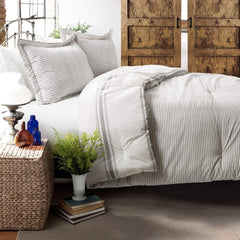 Lush Decor Farmhouse courtepointe à rayures, Full/Queen, gris Couettes et quilts Naty Shop