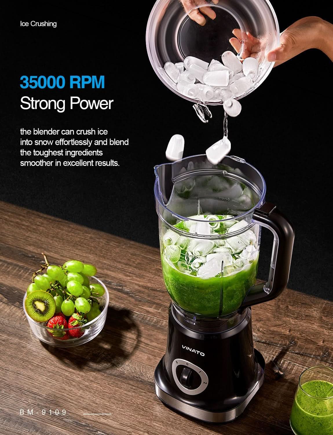 Mixeur, batteur sur socle avec 4 doigts, mixeur pour smoothies, milkshakes et sécurité, mixeur avec edelstahlklingeneinheit, sécurité de cuisine Naty Shop