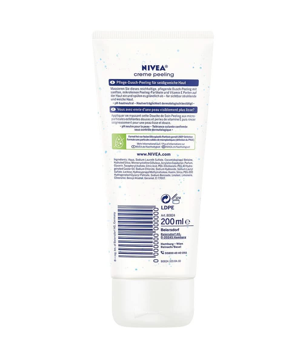 NIVEA Creme Peeling, gommage corps nourrissant aux fines particules et vitamine E, 200 ml Douche et bain Naty Shop