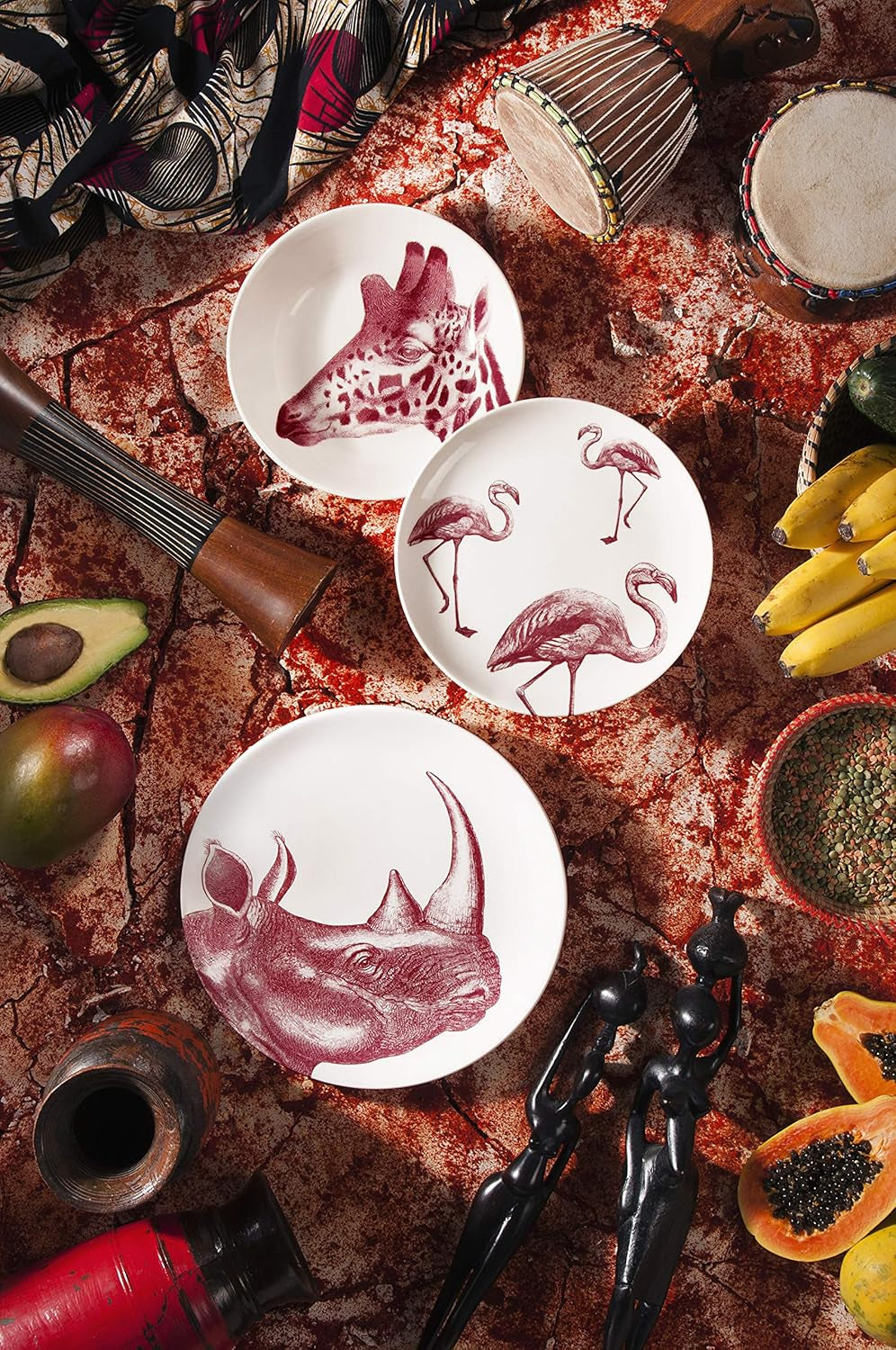 Assiette Excelsa Flora & Fauna, céramique, multicolore