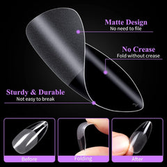 Becellen 500pcs Conseils d'ongles artificiels, Conseils d'ongles en gel souple, Couverture complète, Conseils d'ongles en gel, Ongles artificiels pré-polis, Ensemble de colle DIY Nail Art (Amandes)