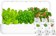 Click and Grow Jardin intérieur, plus facile que le système de culture hydroponique, jardin intelligent LED, jardin d'herbes aromatiques, serre intérieure avec 9 capsules de plantes incluses (blanc)