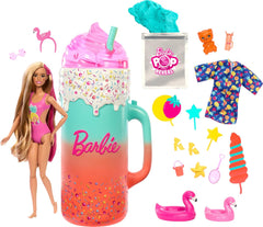 BARBIE Pop Reveal Rise & Surprise Coffret Cadeau - Plus de 15 surprises dont 1 poupée Barbie, des accessoires de plage pour un plaisir ludique et fruité pour les enfants de 3 ans et plus, HRK57