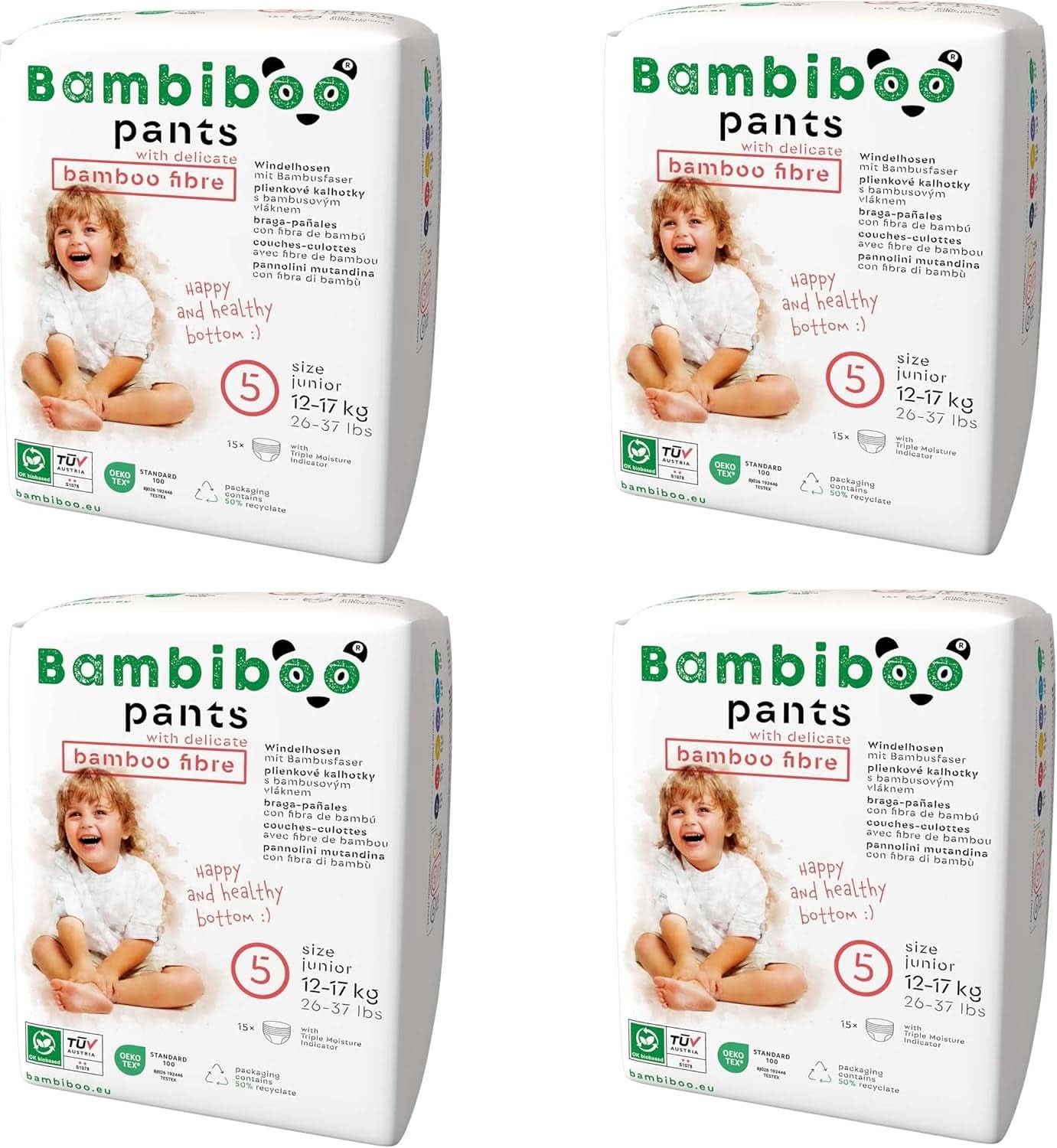 Bambiboo Scutece de unică folosință, prietenoase cu pielea, cu fibre fine de bambus - pantaloni scutece de unică folosință Mama si Copilul Naty Shop Pantaloni scutec, marimea 5, 60 bucati