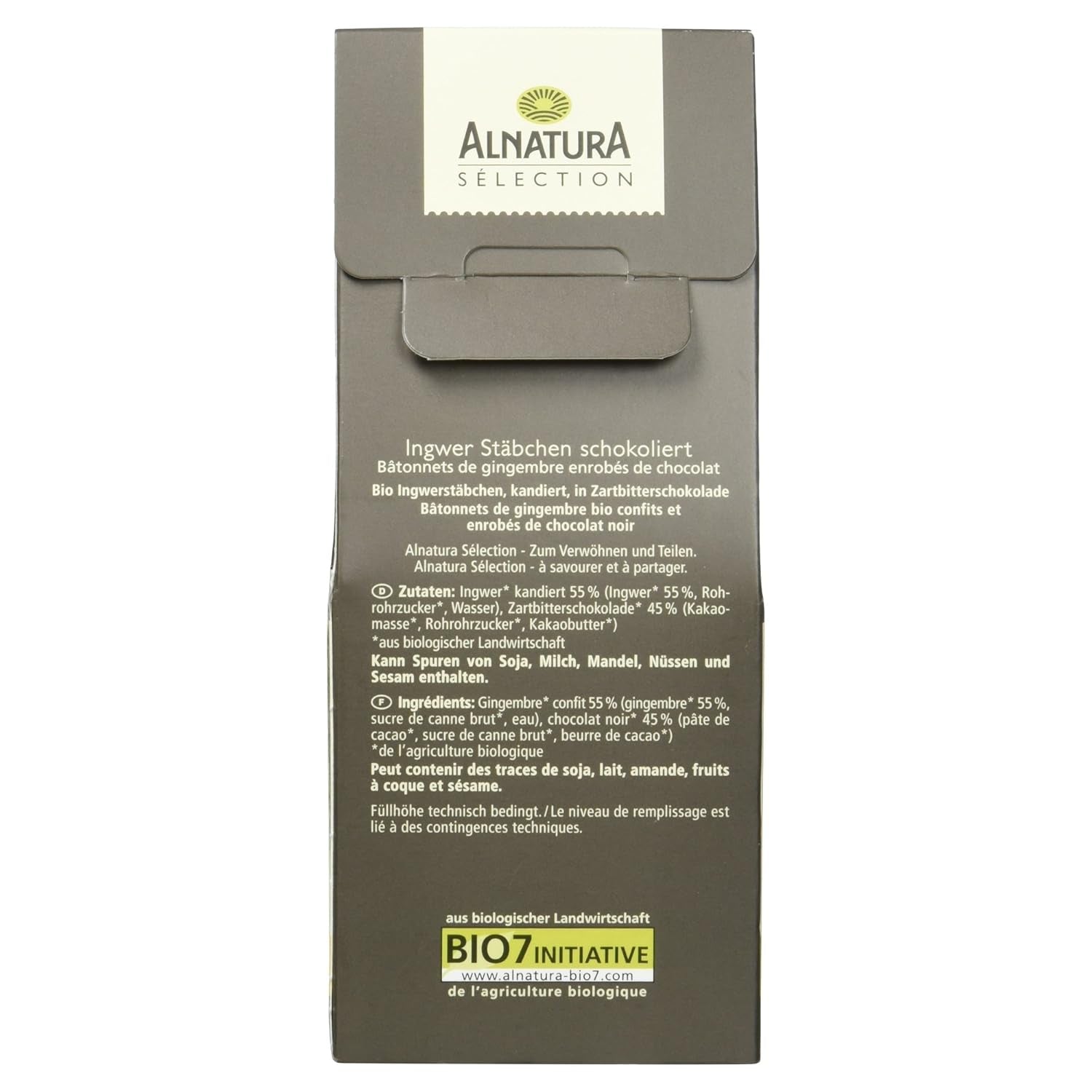 Barres de gingembre enrobées de chocolat bio Selection, 90g