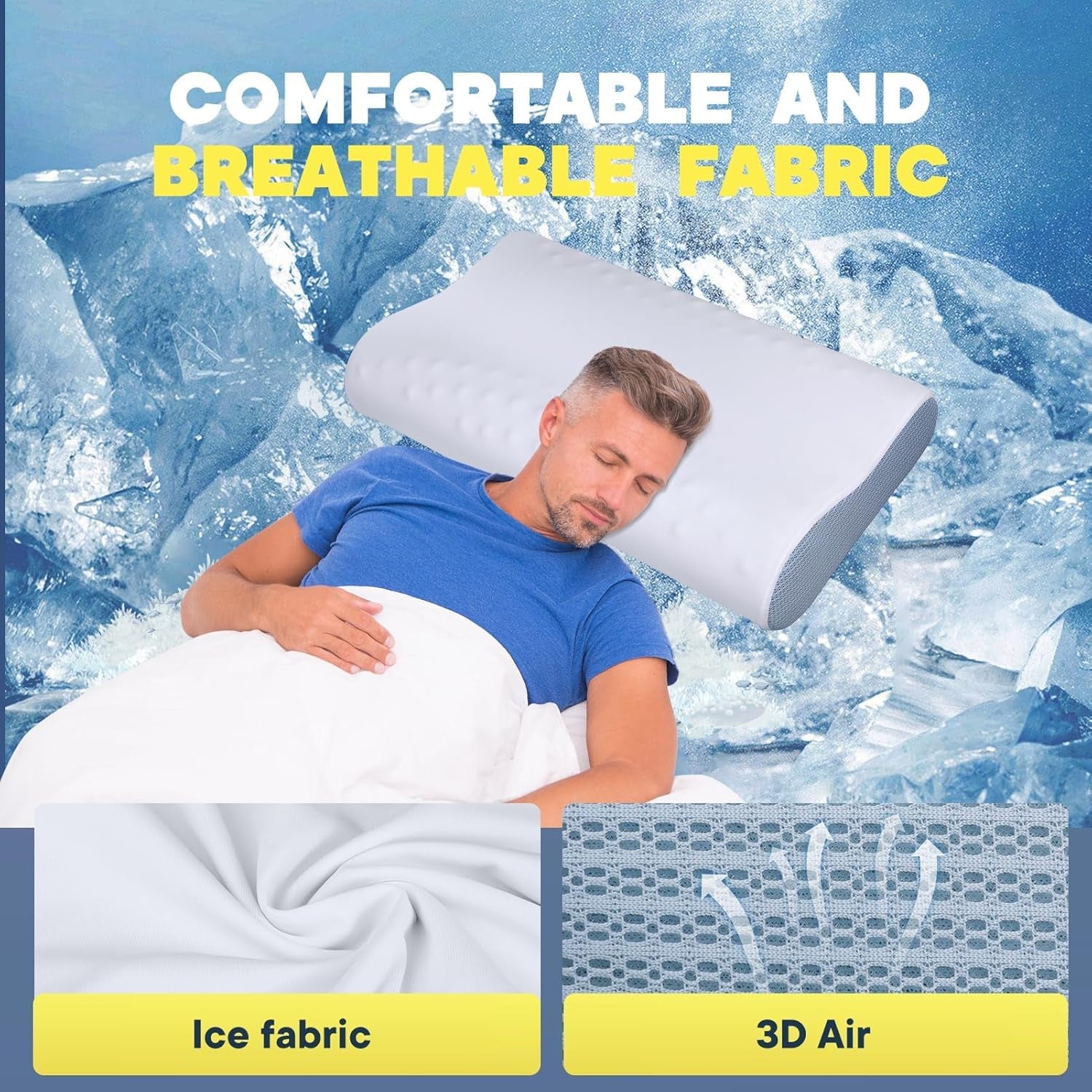 Soulagement des douleurs cervicales Oreiller rafraîchissant pour le cou Oreillers de couchage en mousse à mémoire de forme Oreiller cervical pour les douleurs au cou et aux épaules Oreiller de lit ergonomique Oreiller de soutien du cou pour les dormeurs sur le ventre et le dos Oreillers orthopédiques cervicaux Naty Shop