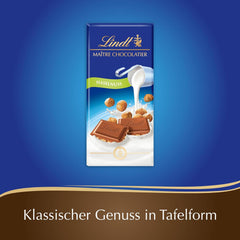 Chocolat Lindt | Barre de chocolat au lait et aux noisettes | 100g | Chocolat au lait onctueux et fondu avec des morceaux de noisettes croquants | Barre de chocolat