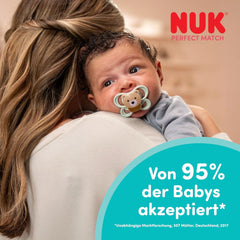 Sucettes NUK Perfect Match Air pour bébés | 0-6 mois | Sucettes orthodontiques qui favorisent la circulation de l'air et empêchent la bave | 95 % d'acceptation par les bébés** | Renard/ours en peluche | Paquet de 2