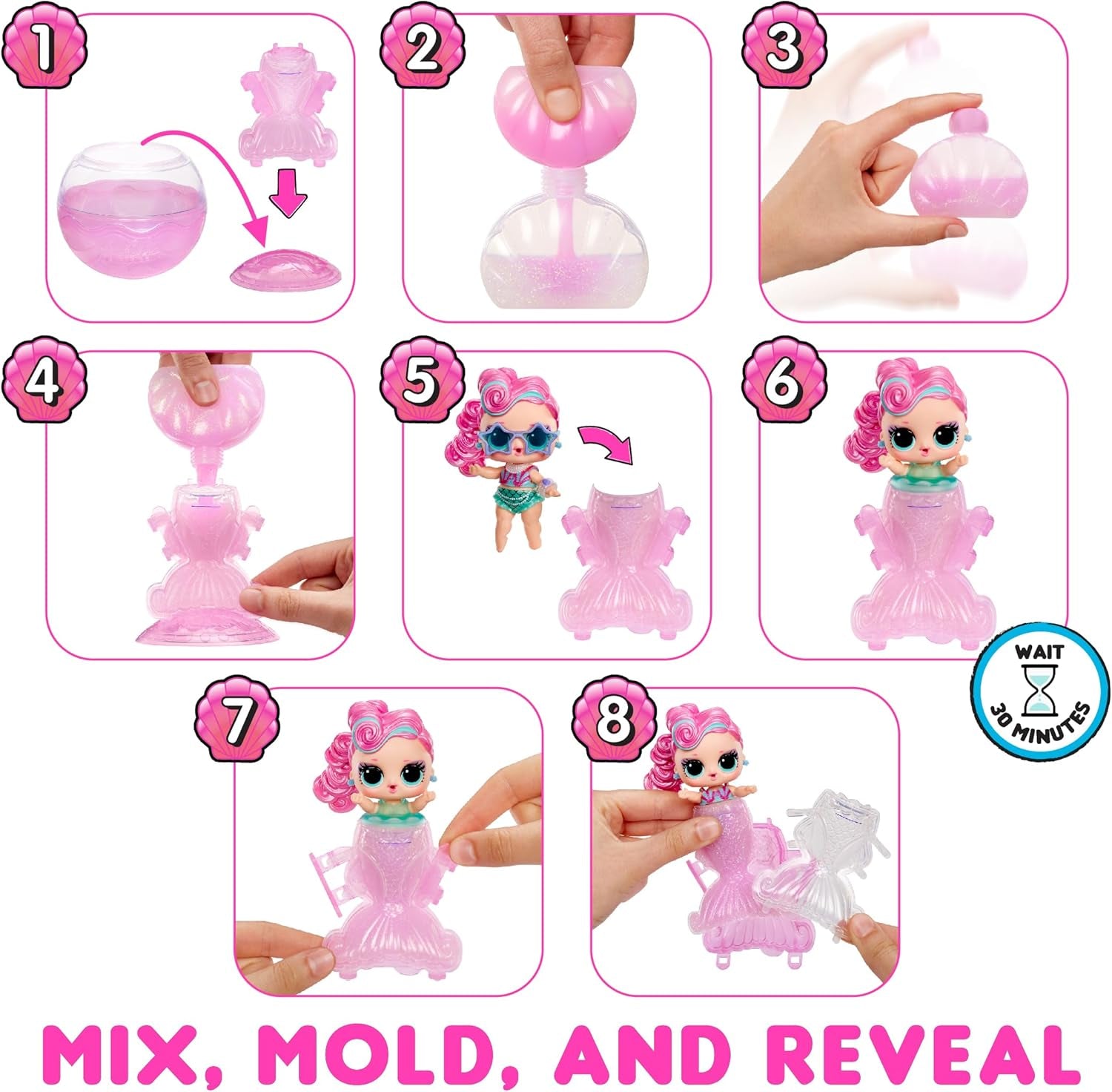 Mdr Surprise ! Mermaids Tots - Mini poupées à la mode avec queues changeantes de couleur - Convient aux collectionneurs, filles et garçons âgés de 4 ans et plus