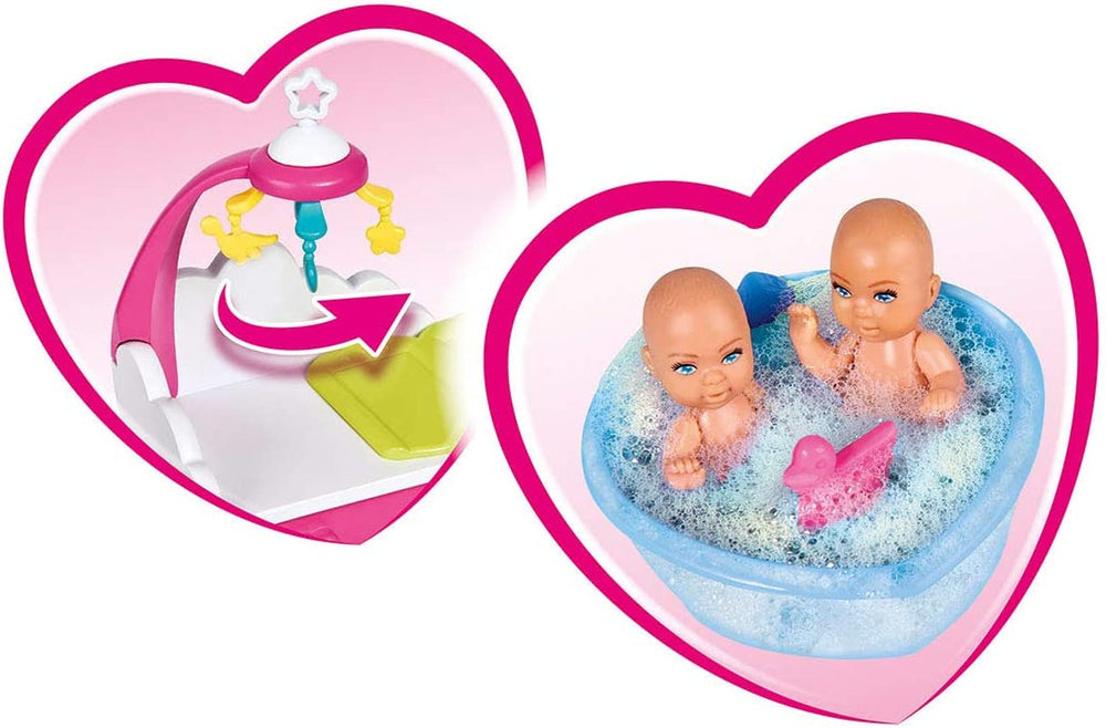 Simba 105733333 - Steffi Love Welcome Twins, Poupée enceinte, Avec des jumeaux, Avec table à langer et baignoire, Accessoire, Poupée à habiller, 29Cm, Pour les enfants à partir de 3 ans Poupées Naty Shop