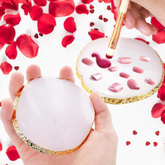 Harz Nail Art Palette,Maniküre Gemalt Palette,Goldener Rand Nagelleck Palette,Nail Art Make up Paletten Display Fach Nagel DIY Zubehör(Blanc)