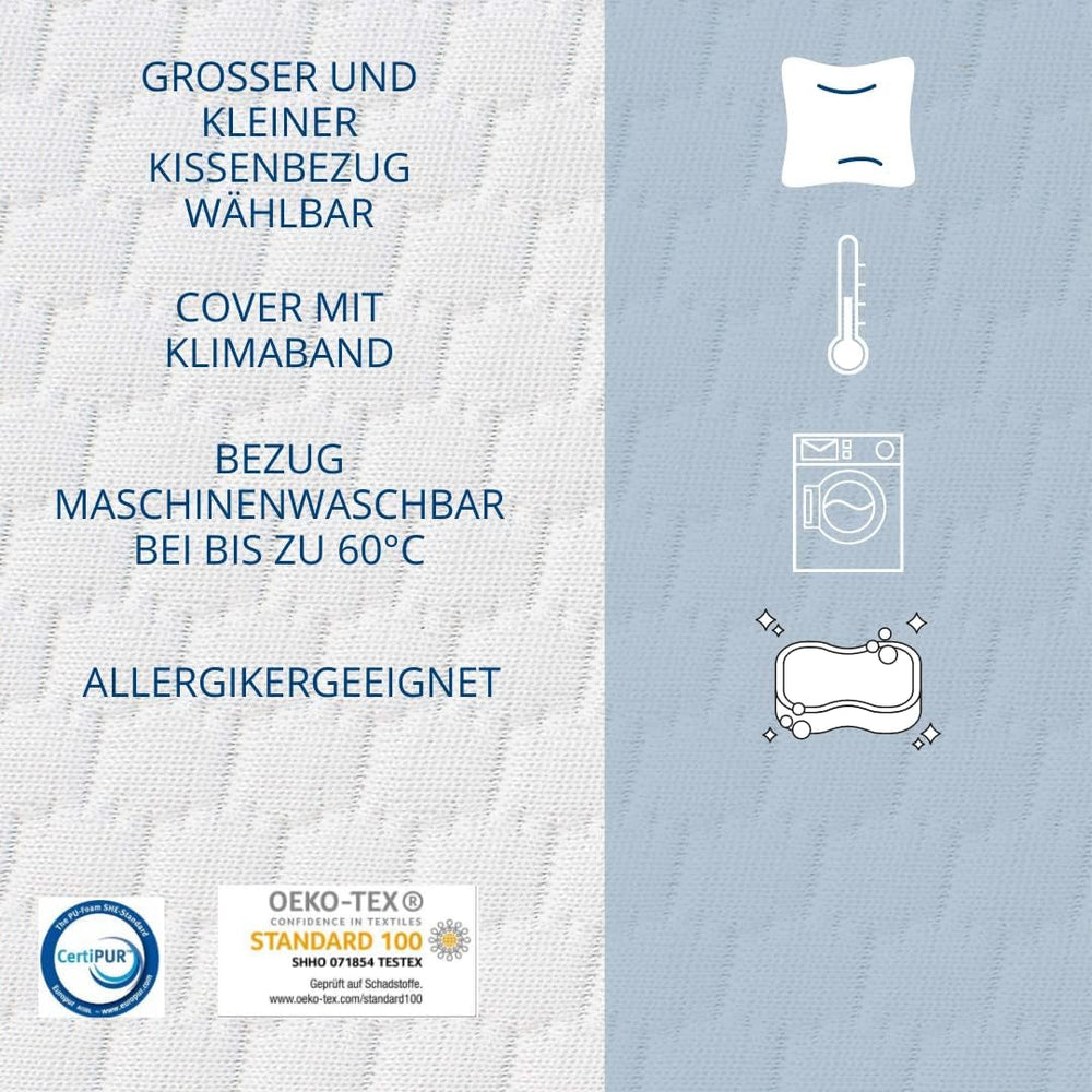 Oreiller en mousse Genius Eazzzy 40X80 Cm hauteur 10Cm - Oreiller de soutien cervical avec 2 degrés de dureté + mousse gel rafraîchissante - Oreiller de couchage pour dormeurs sur le côté, le dos et le ventre contre les douleurs cervicales, oreillers standards en polyester Naty Shop